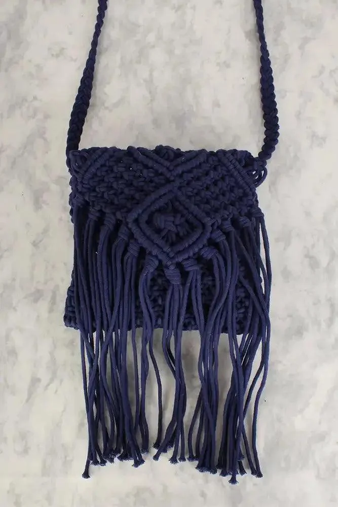 Sexy Blue Knit Small Shoulder Handbag
