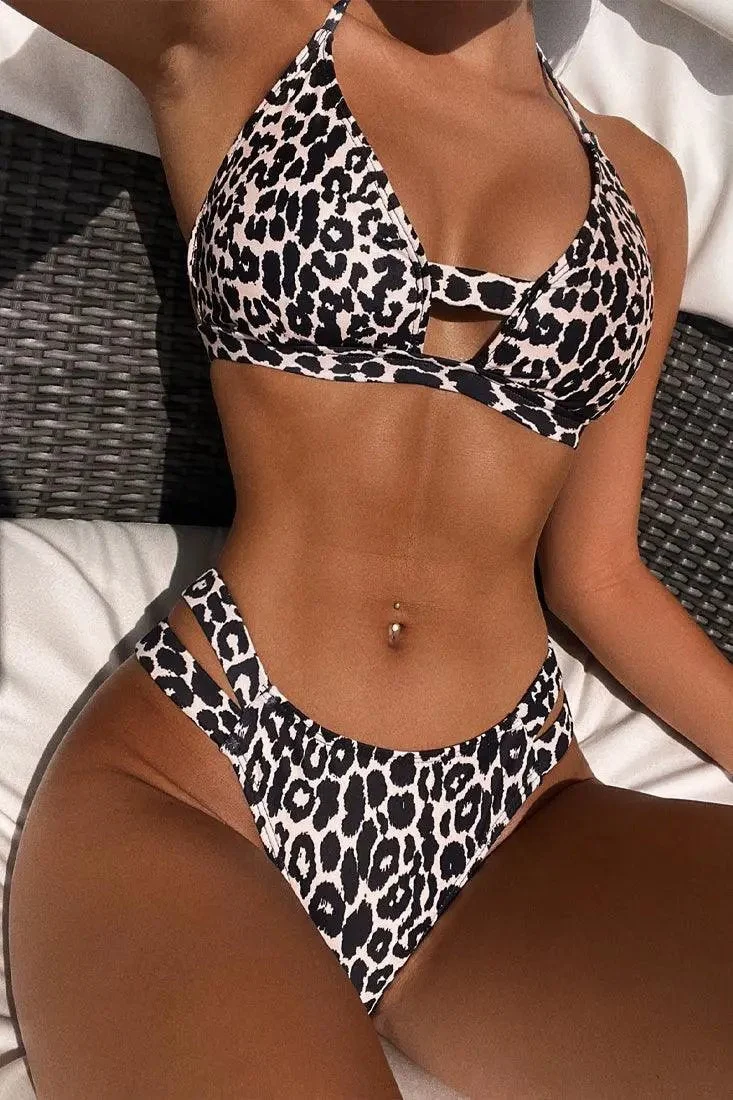 Sexy leopard Thick Strap Cheeky Bikini
