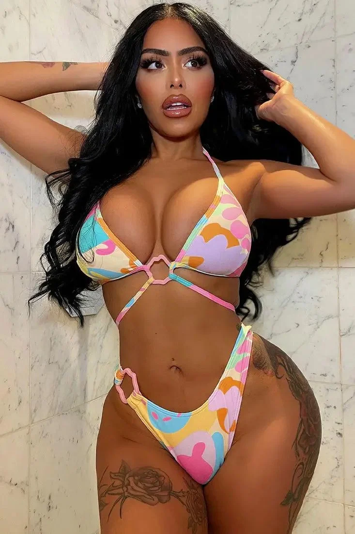 Sexy Pink Purple Retro Cheeky 1pc Bikini