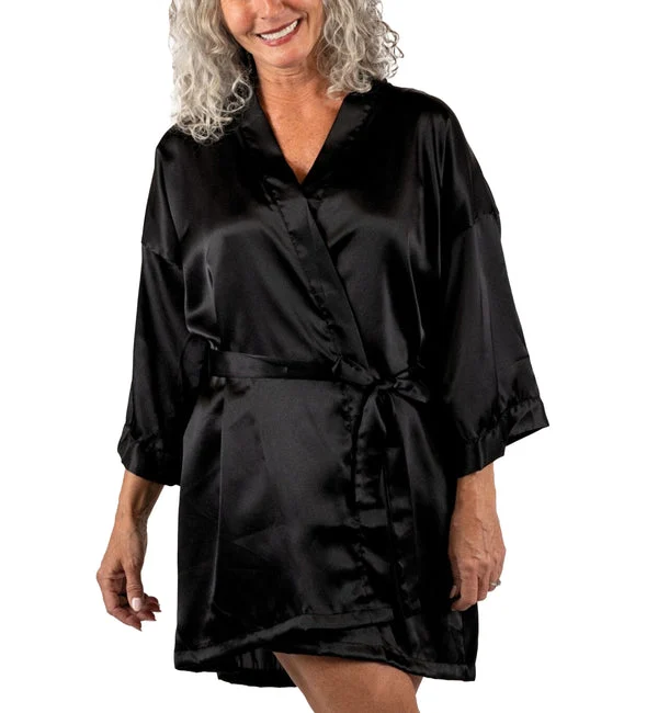 Shadowline Charming Satin Wrap Robe (4510/4510X) - Black
