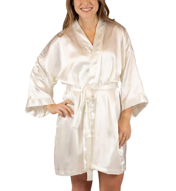 Shadowline Charming Satin Wrap Robe (4510/4510X) - Ivory