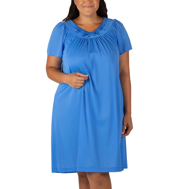 Shadowline Petals Flutter Sleeve Short Nightgown (36280/36280X) - Sapphire