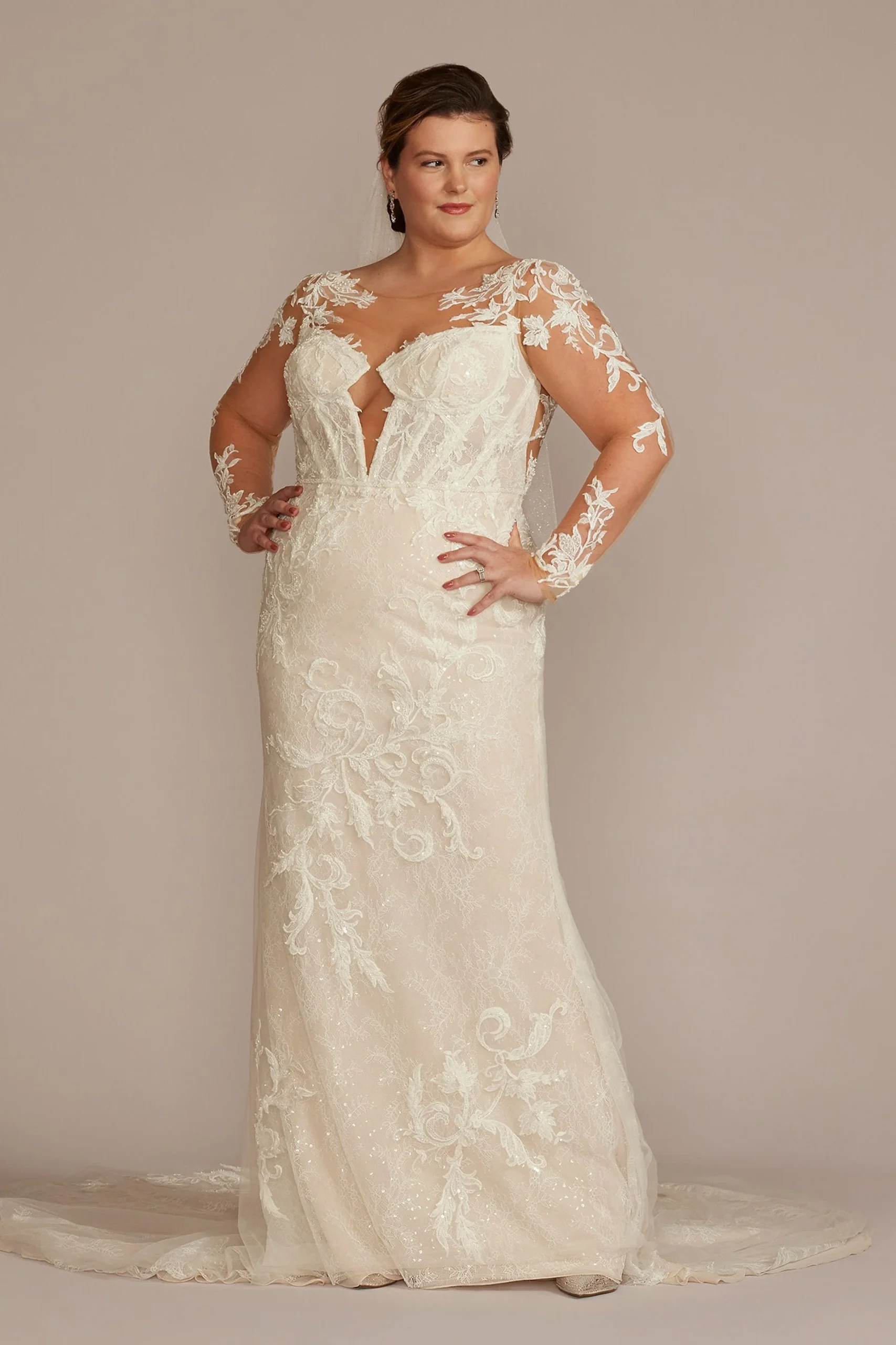 Sheer Corset Bodice Sheath Wedding Dress
