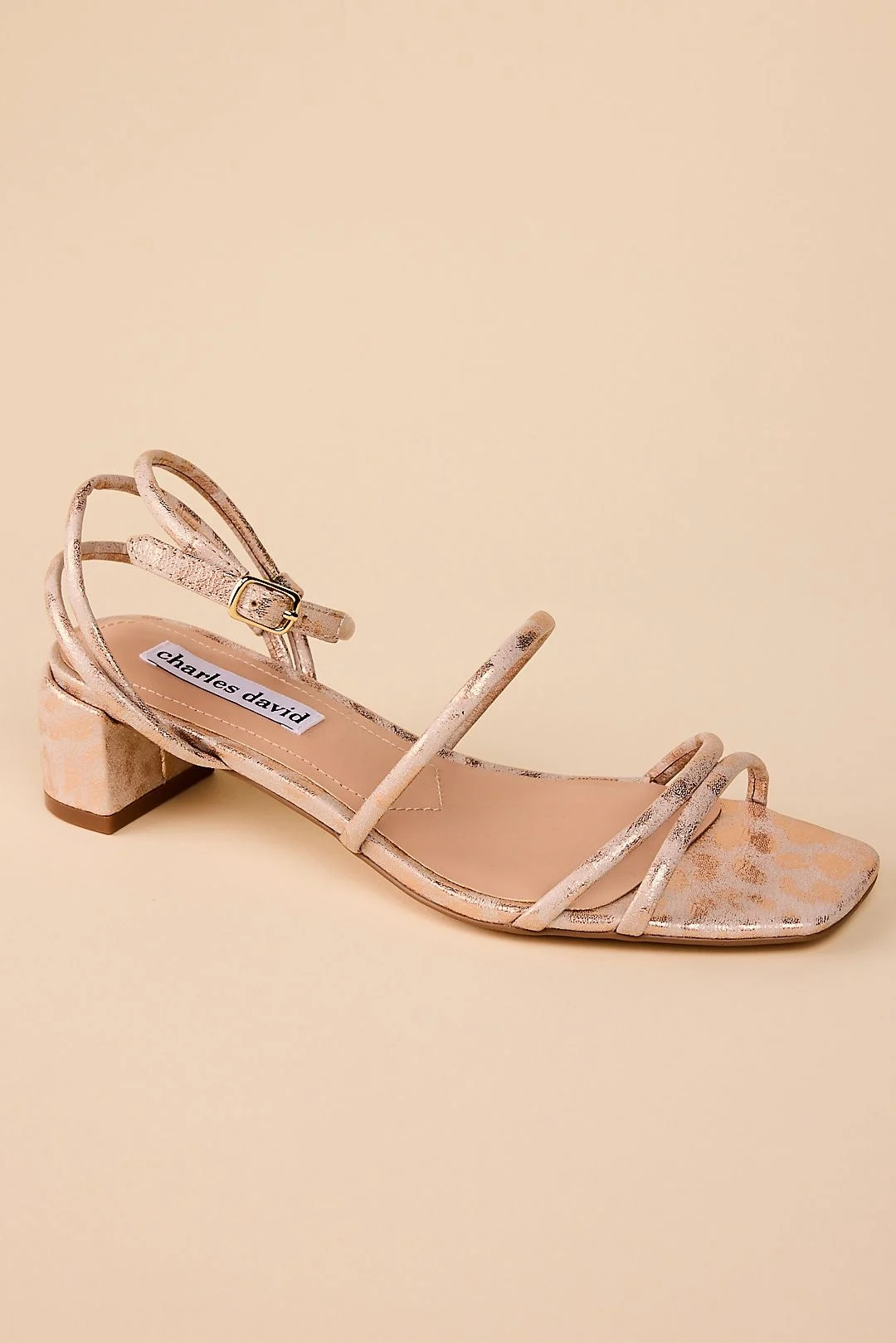 Shimmer Animal Print Low Block Heel Sandals