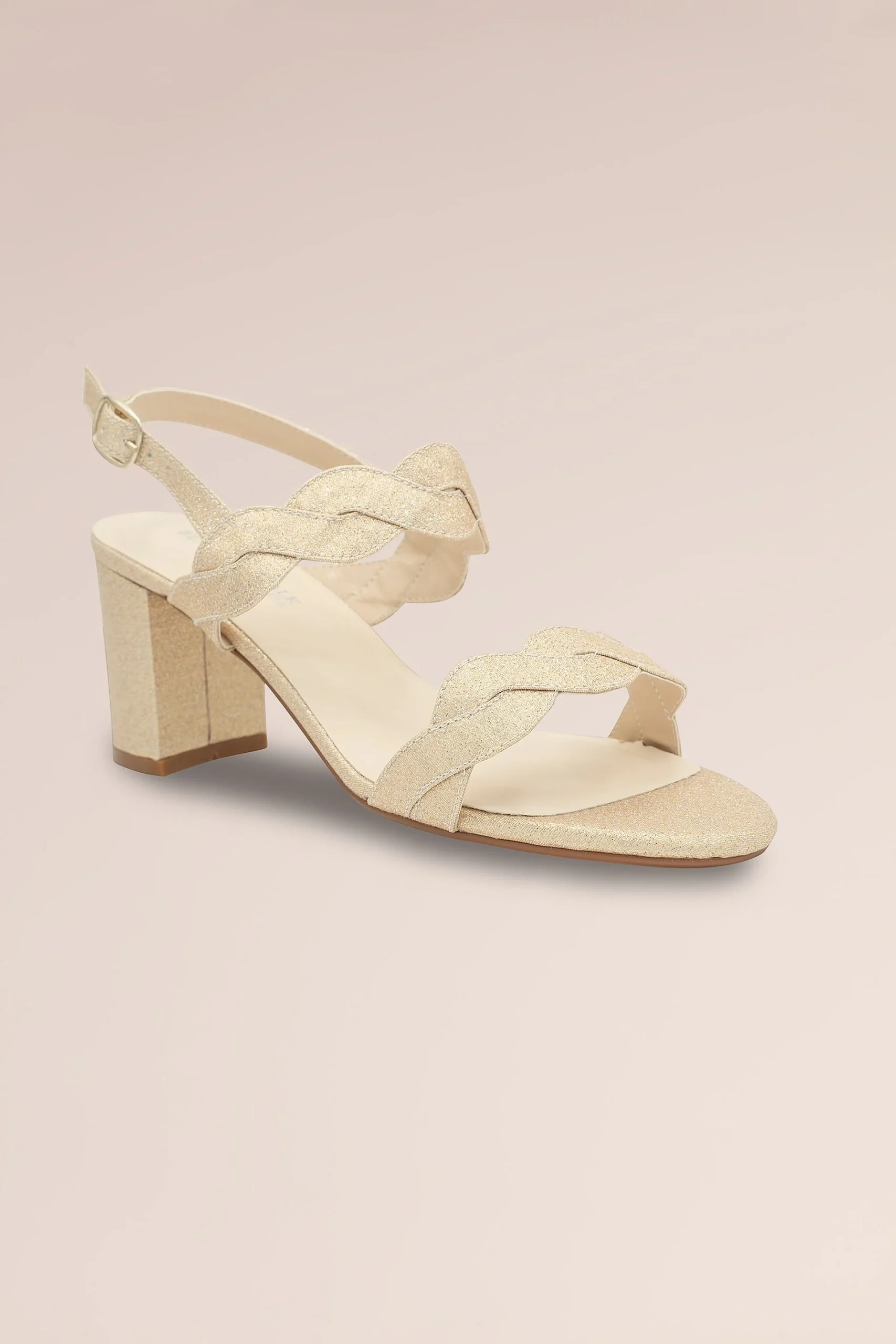 Shimmer Block Heel Sandals with Ankle Strap