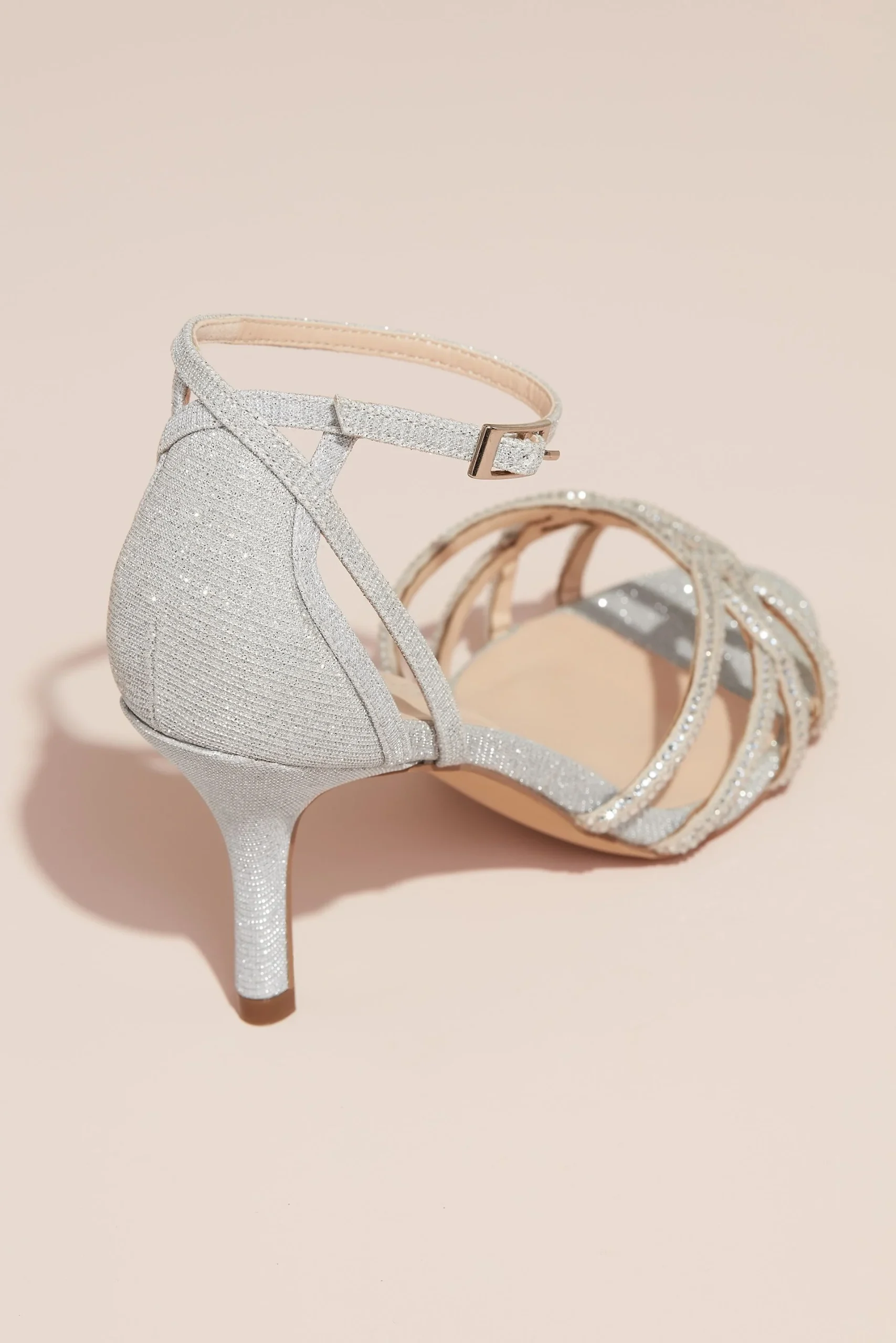 Shimmery Crisscross Heels with Iridescent Stones