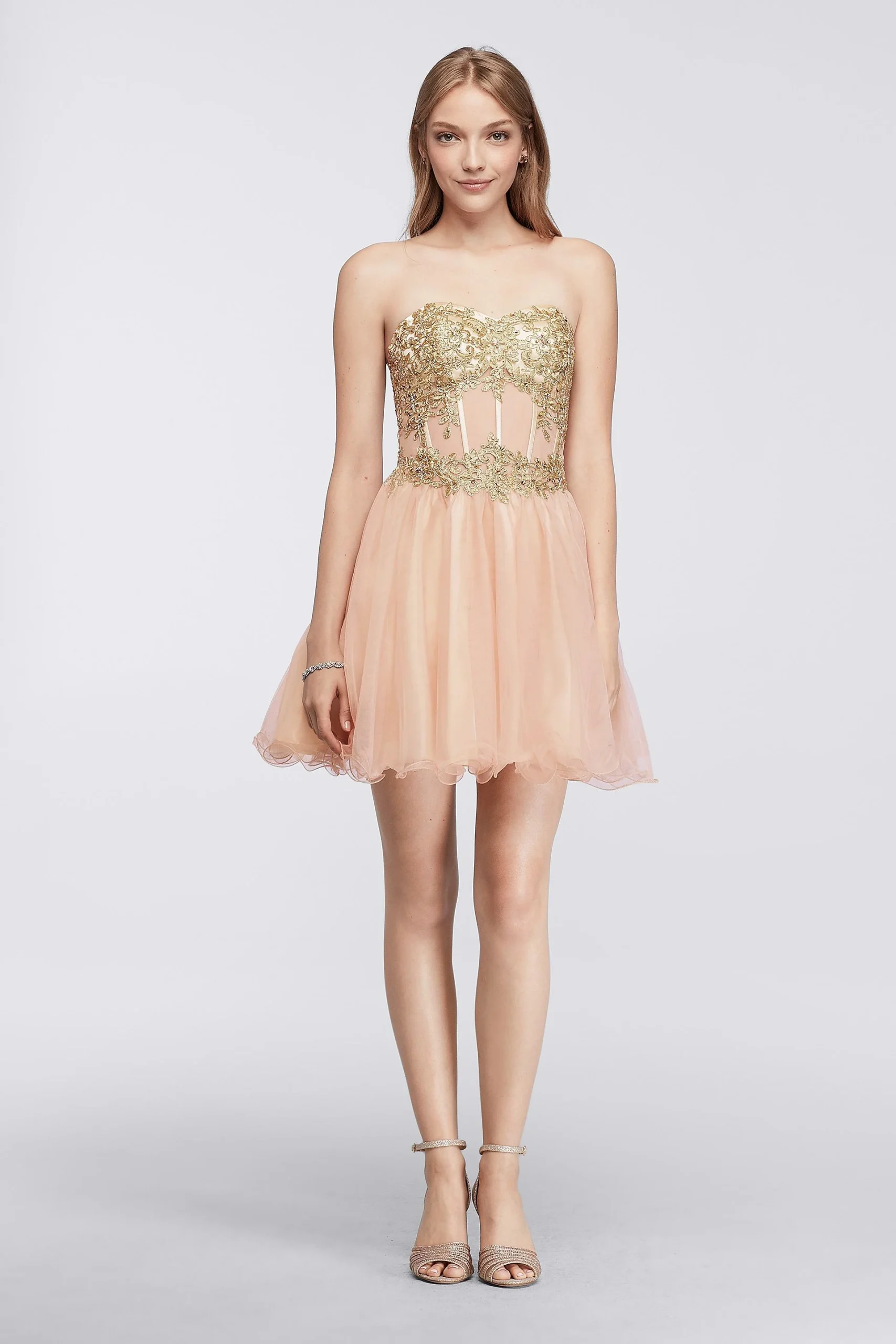 Short Homecoming Dress with Lace-Up Bodice