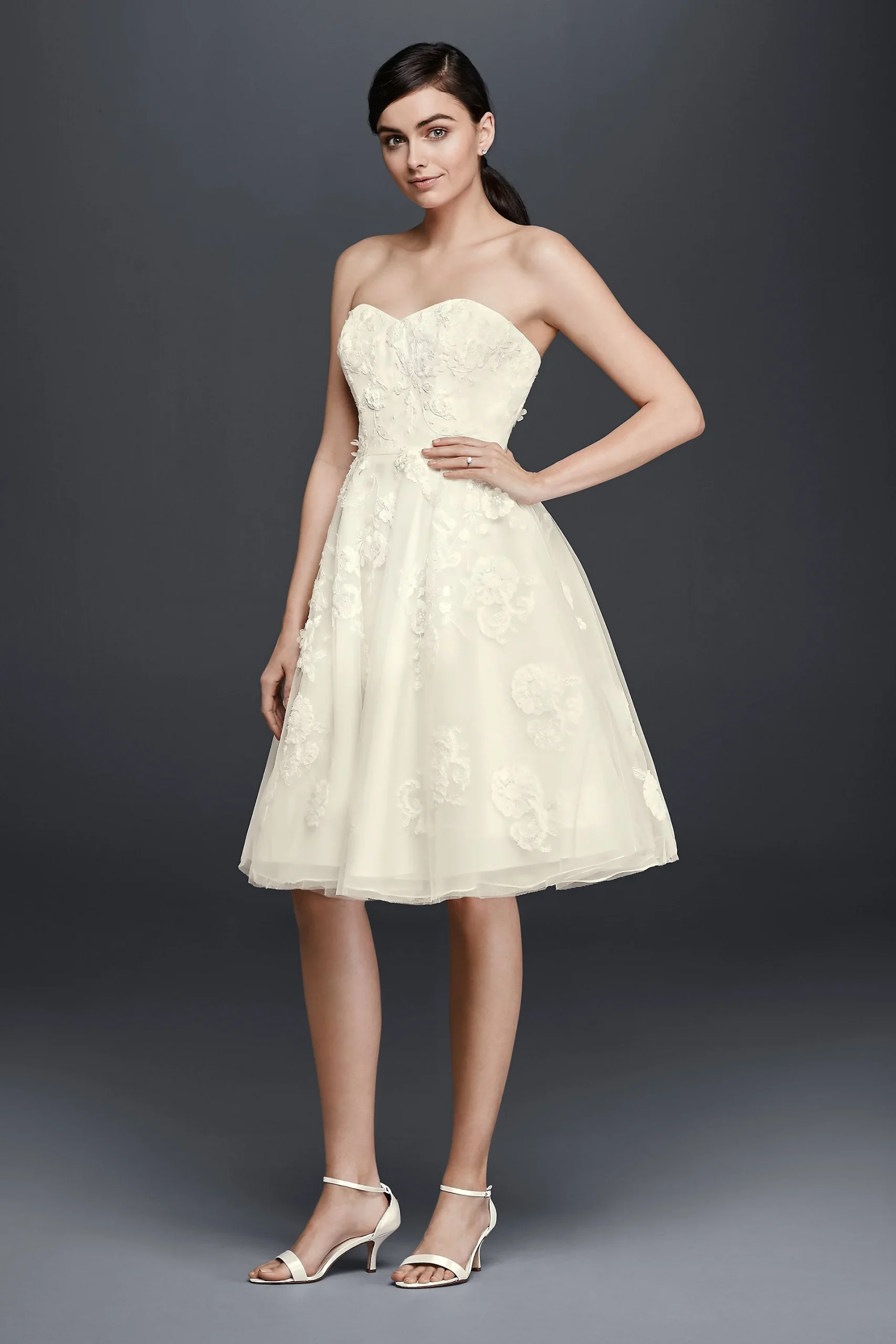 Short Lace Strapless Wedding Dress