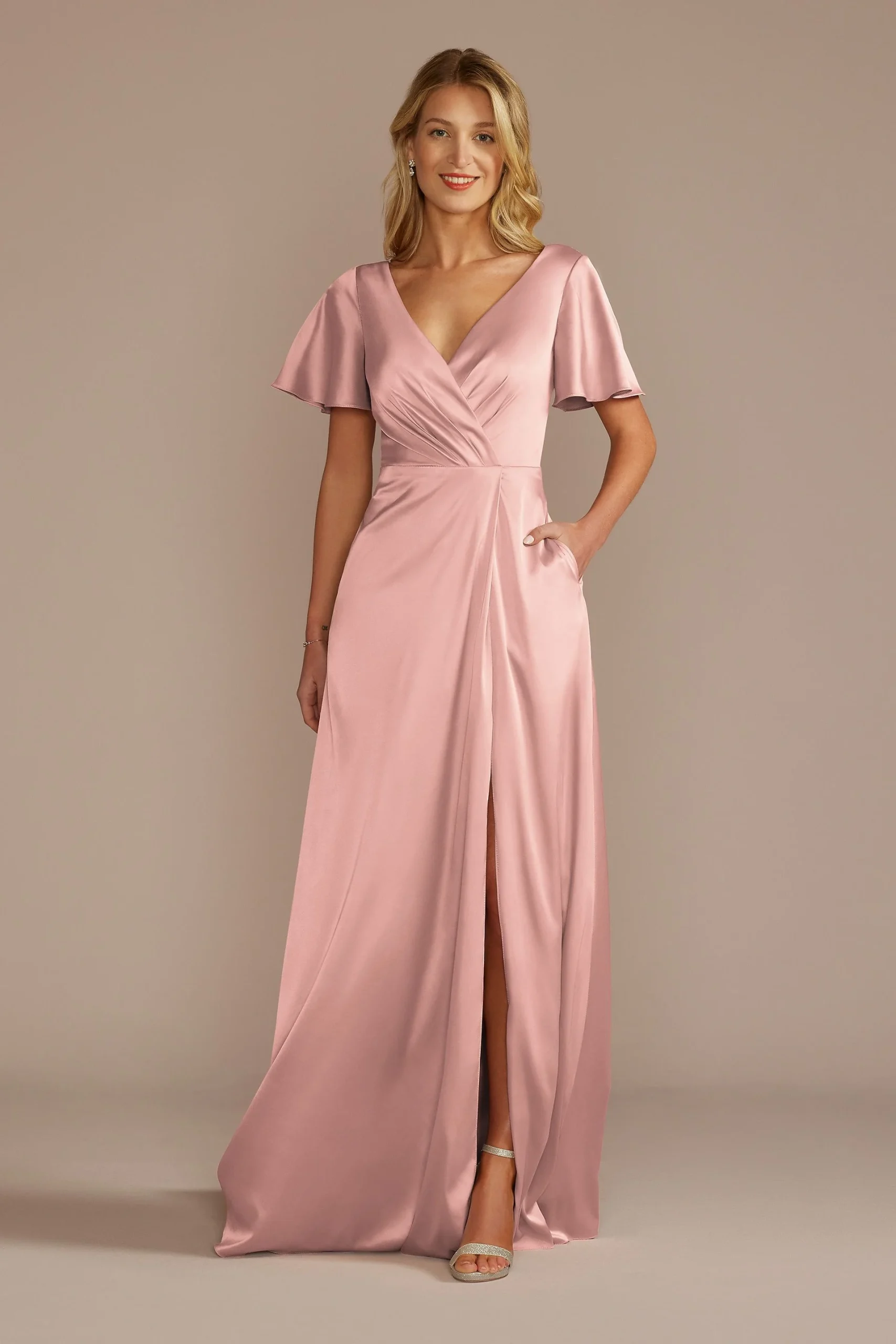 Short Sleeve Stretch Charmeuse Dress
