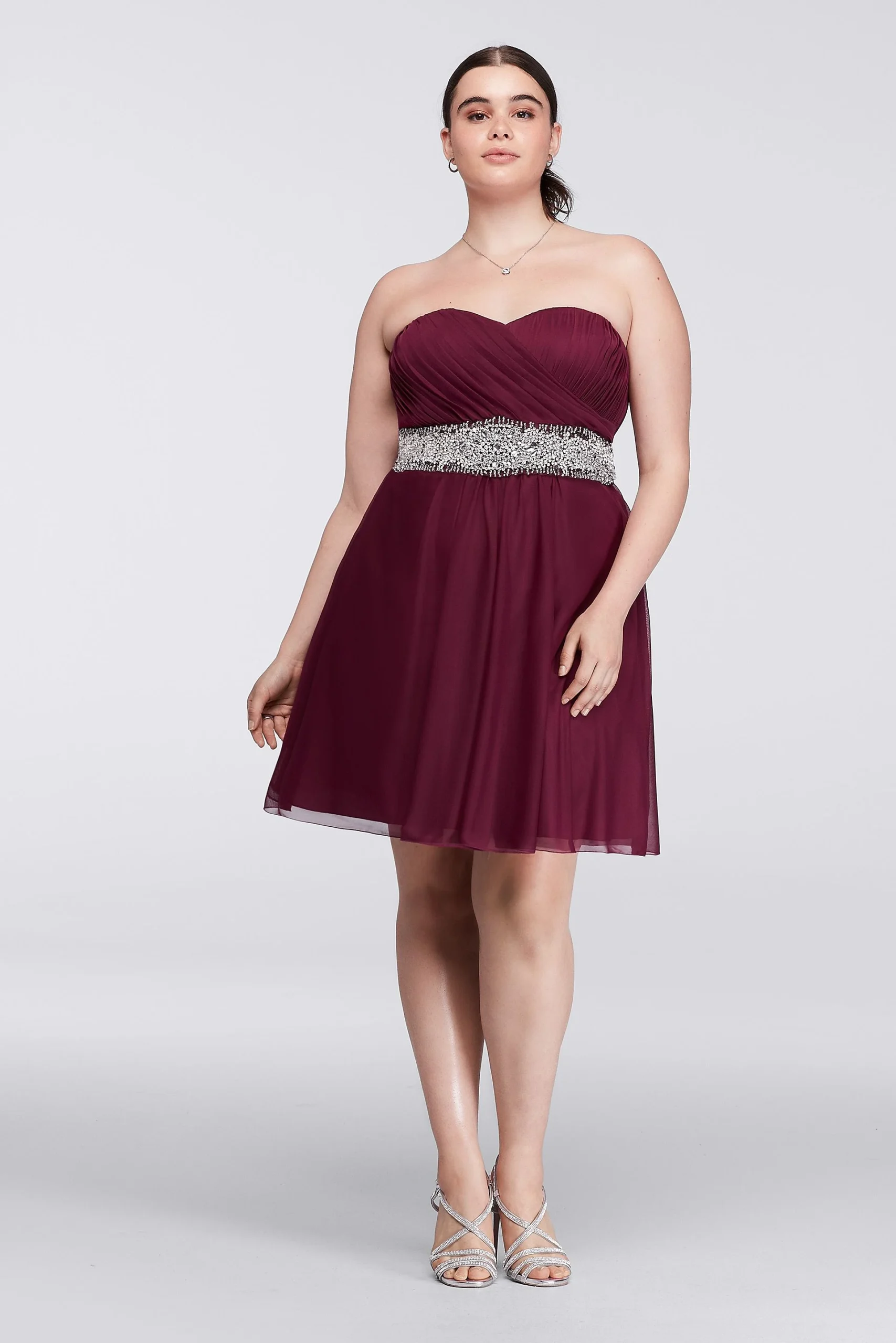 Short Strapless Dress with Richly Beaded Waist