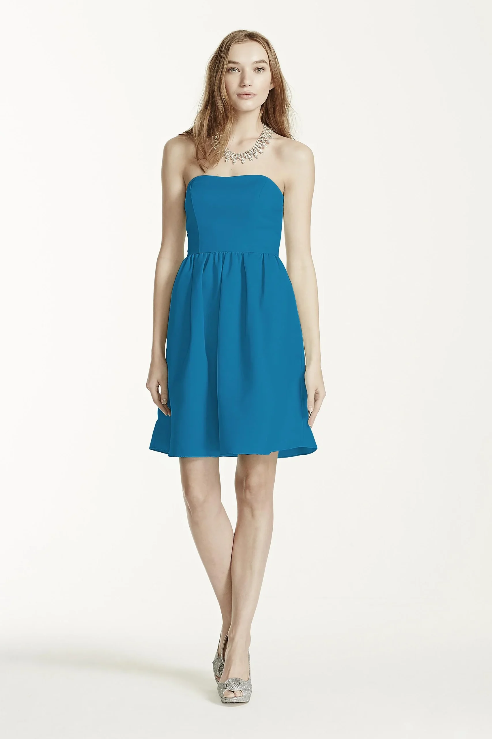 Short Strapless Faille Dress with Full Skirt