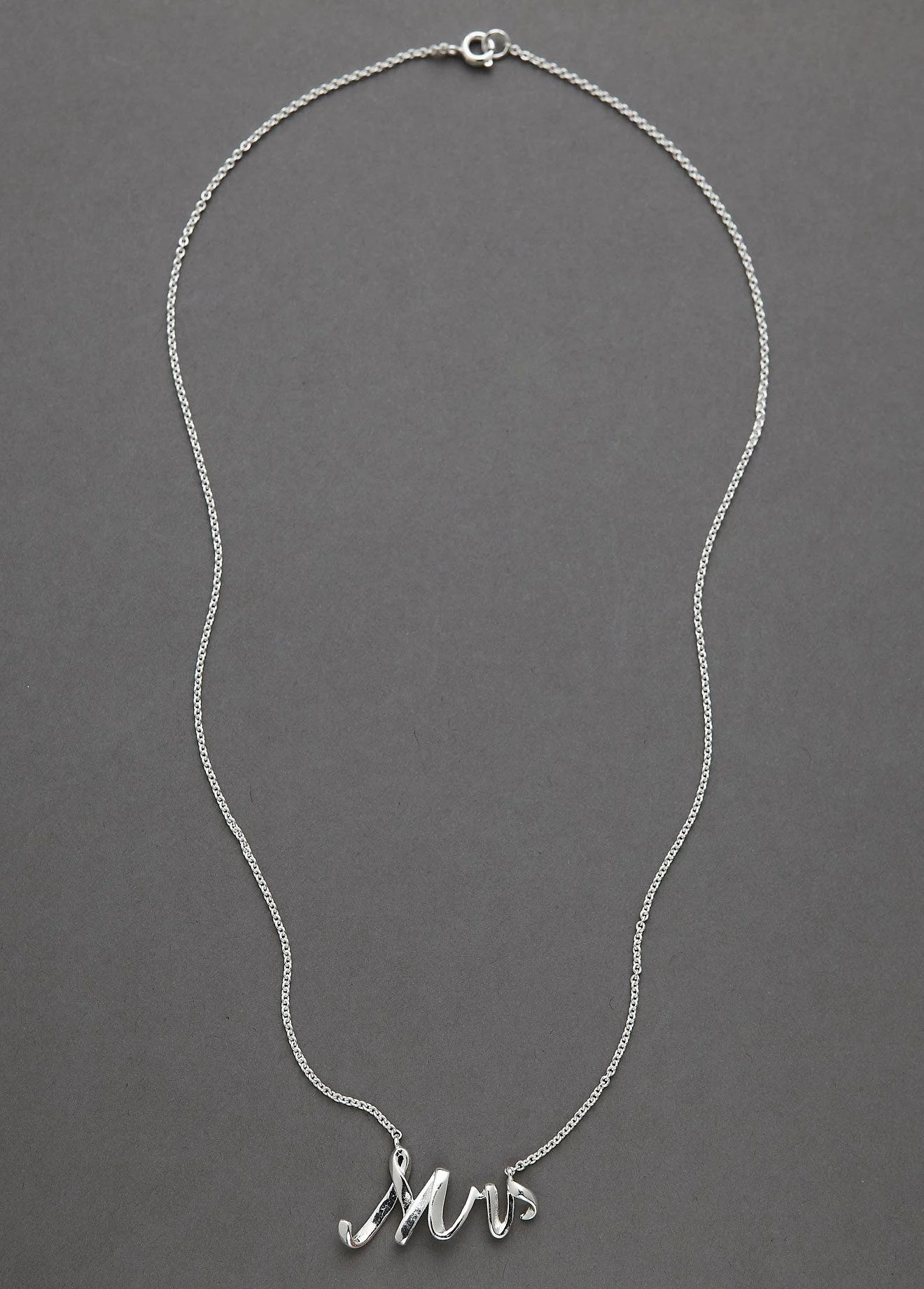 Silver Mrs. Script Necklace