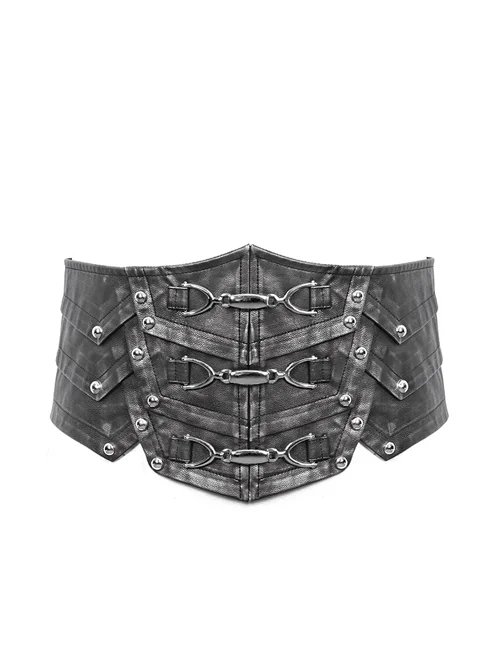 Silver Punk Metal Nail Decoration Non-Elastic Adjustable Leather Armor Belts