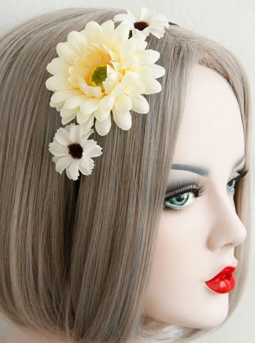 Simple White Flowers Celebrities Fashion Sweet Princess Handmade Thin Hair Band