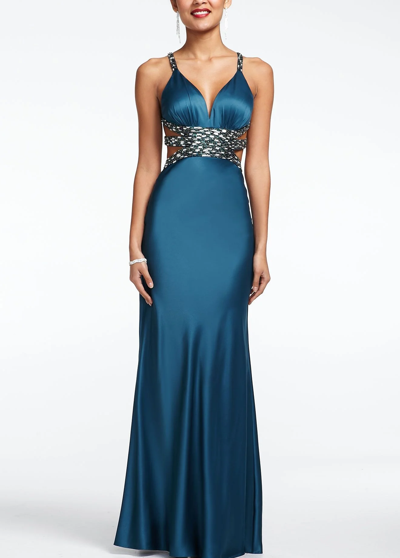 Sleeveless Charmeuse Prom Dress with Open Back