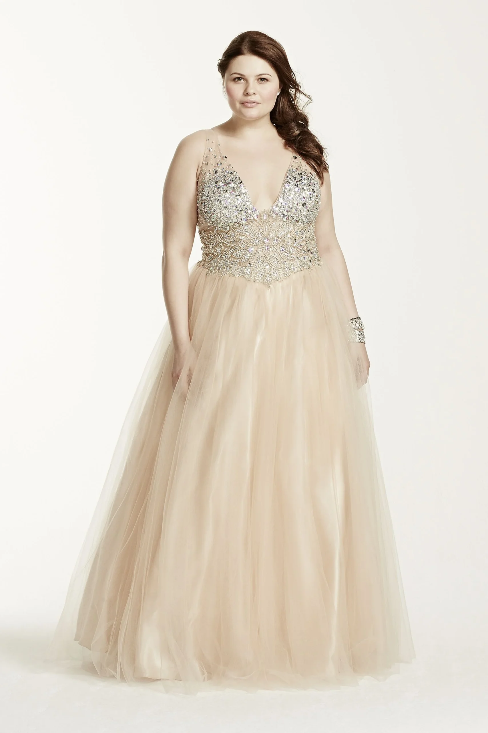 Sleeveless Fully Beaded Bodice Ball Gown