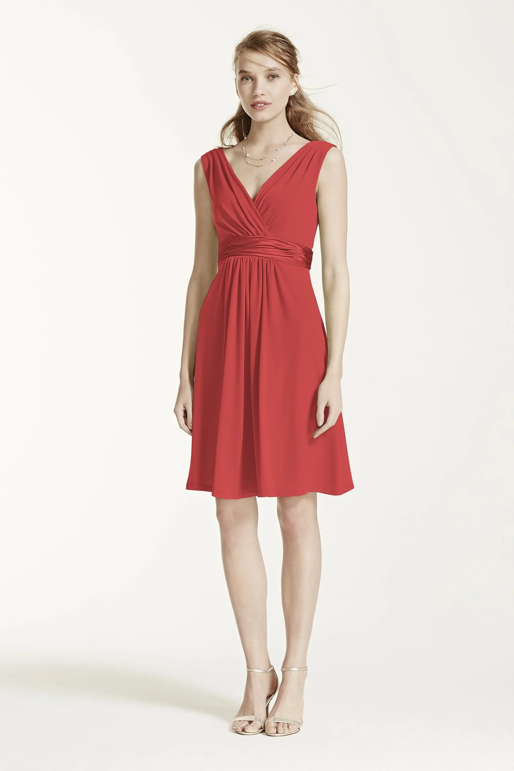 Sleeveless Jersey Dress with Charmeuse Waist Band