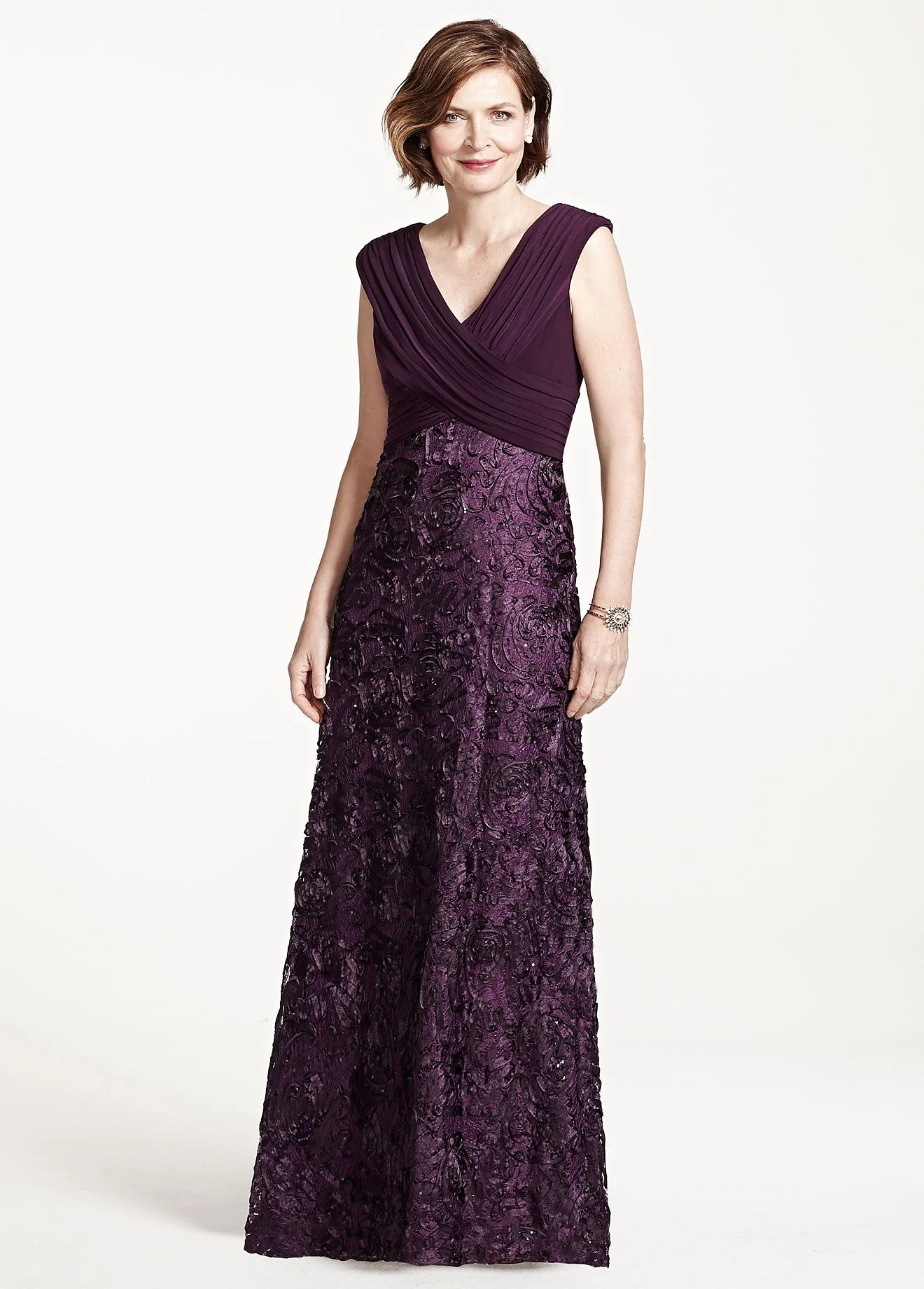 Sleeveless Jersey Dress with Soutache Skirt