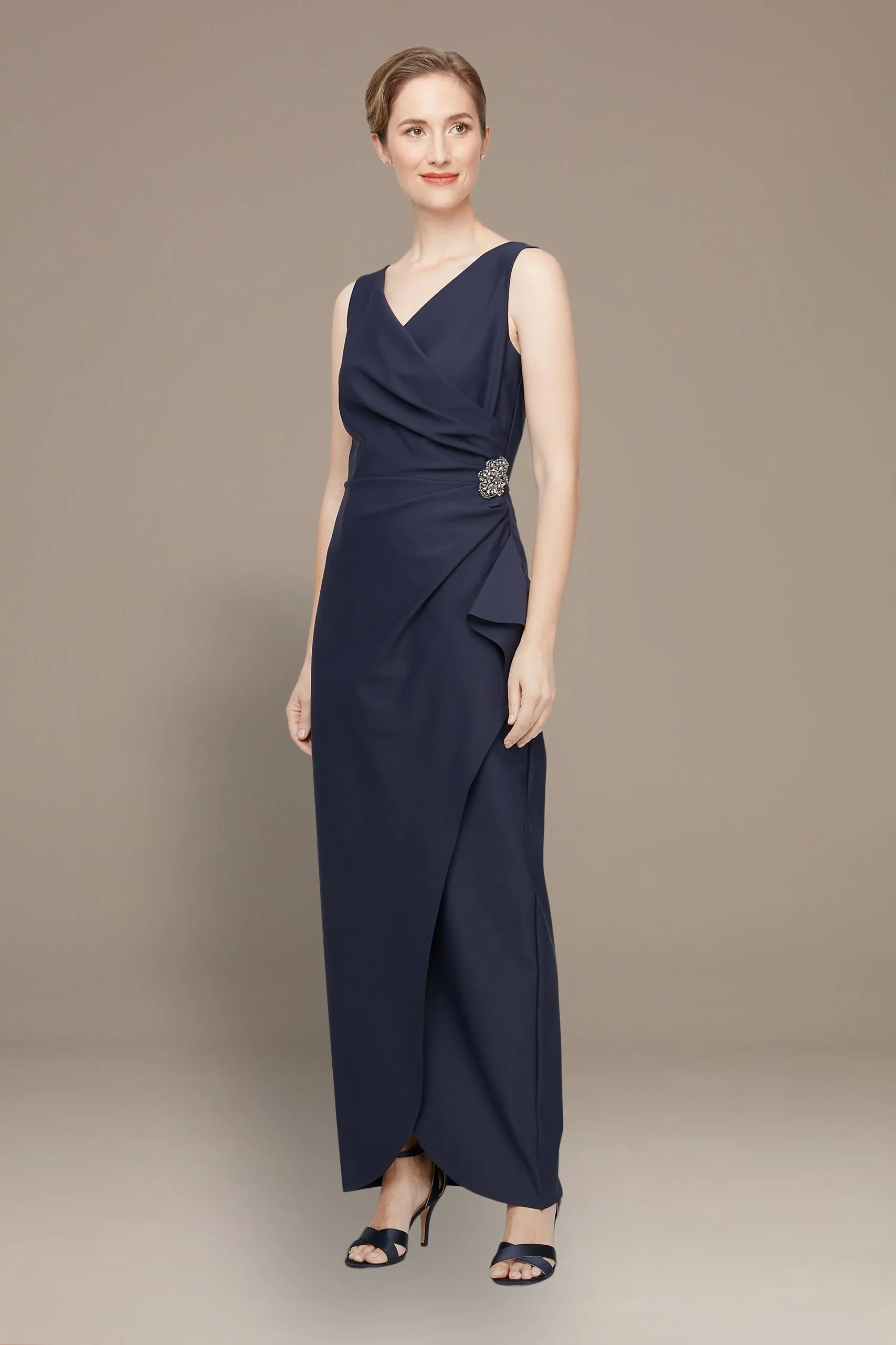 Sleeveless Scuba V-Neck Sheath Dress