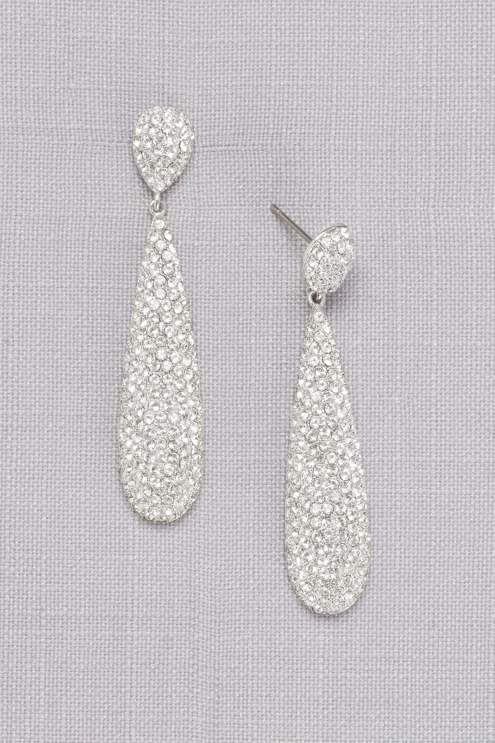 Slim Pave Crystal Teardrop Earrings