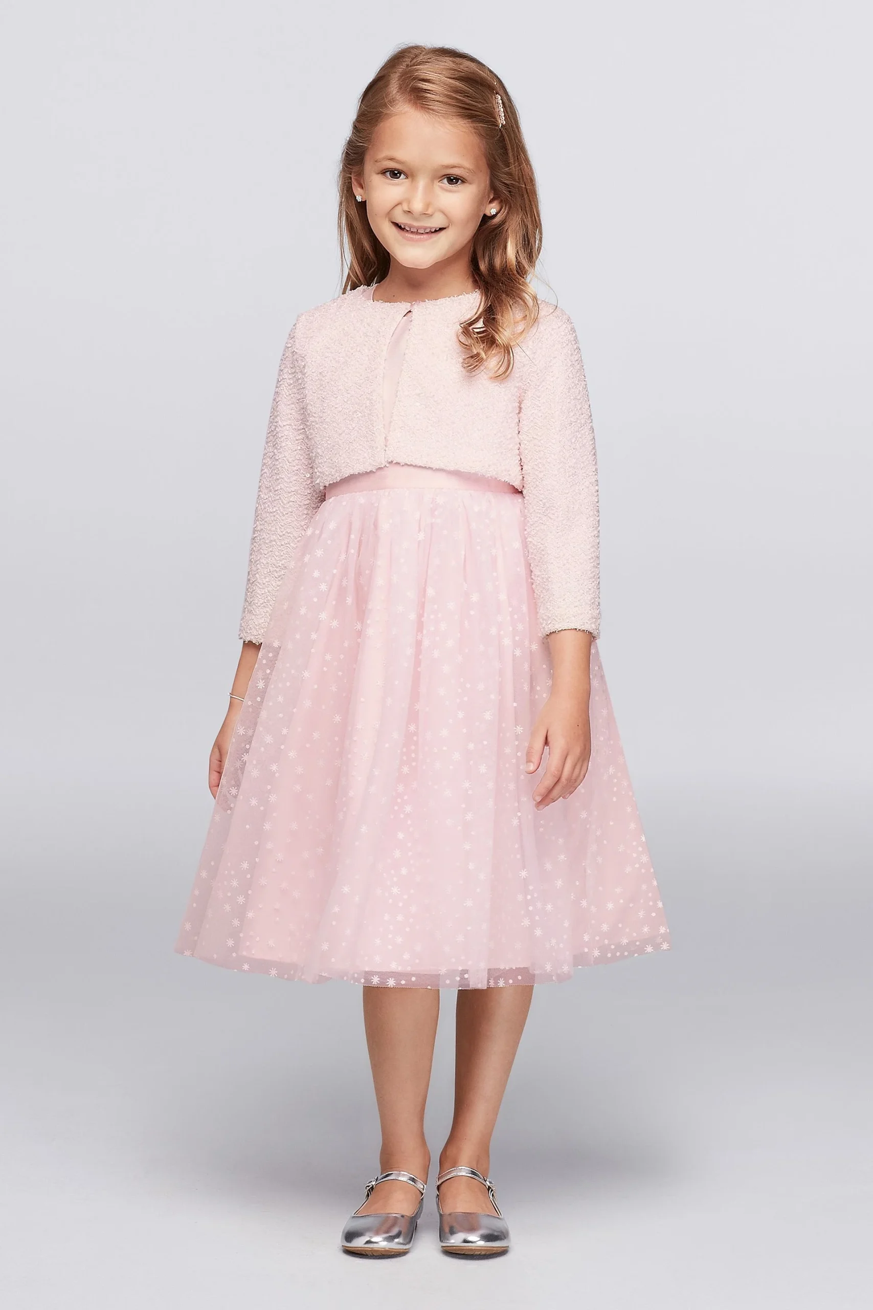 Snowflake Tulle Dress with Fuzzy Cardigan