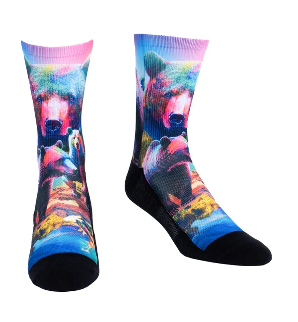 SOCK it to me Athletic Printed Performance Crew Socks (SITMAPC) - Early Bear Catches the Fish