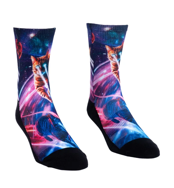 SOCK it to me Athletic Printed Performance Crew Socks (SITMAPC) - Laser Cats