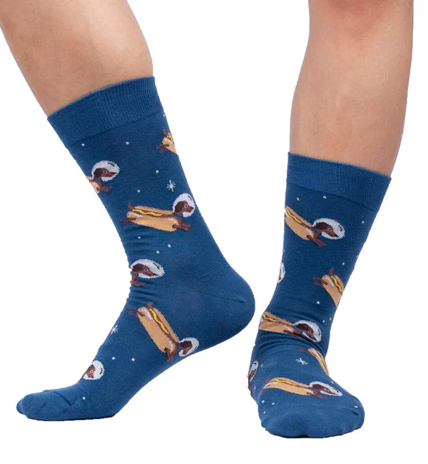 SOCK it to me Men's Crew Socks (SITMMCS) - Weiner Dogs, In Space!