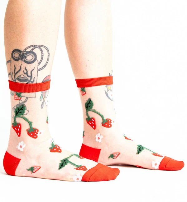 SOCK it to me Sheer Crew Socks (SITMSCS) - Berry Cute