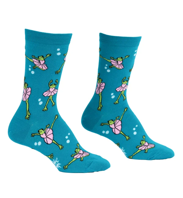 SOCK it to me Women's Crew Socks (SITMWCS) - Ballet Frogs