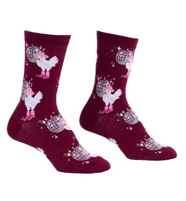 SOCK it to me Women's Crew Socks (SITMWCS) - Disco Chicken