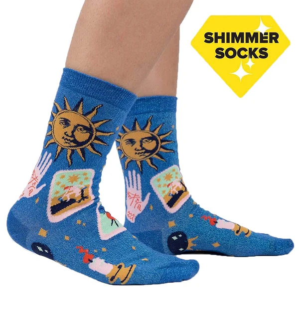 SOCK it to me Women's Crew Socks (SITMWCS) - It's In The Cards -SHIMMER