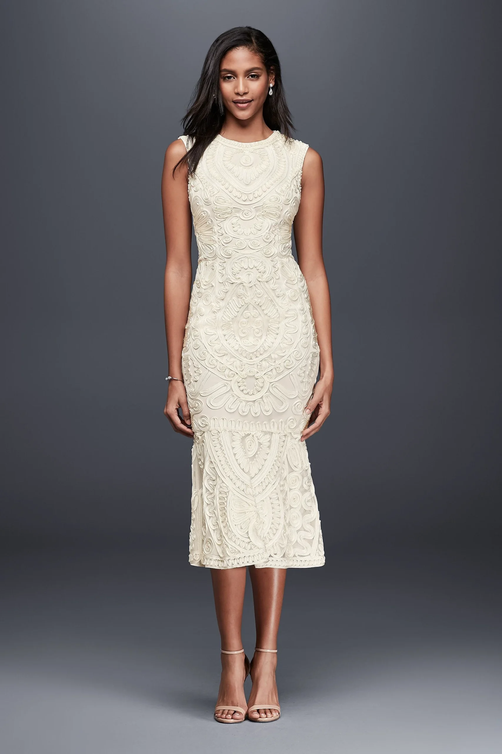 Soutache Tank Midi Sheath Dress