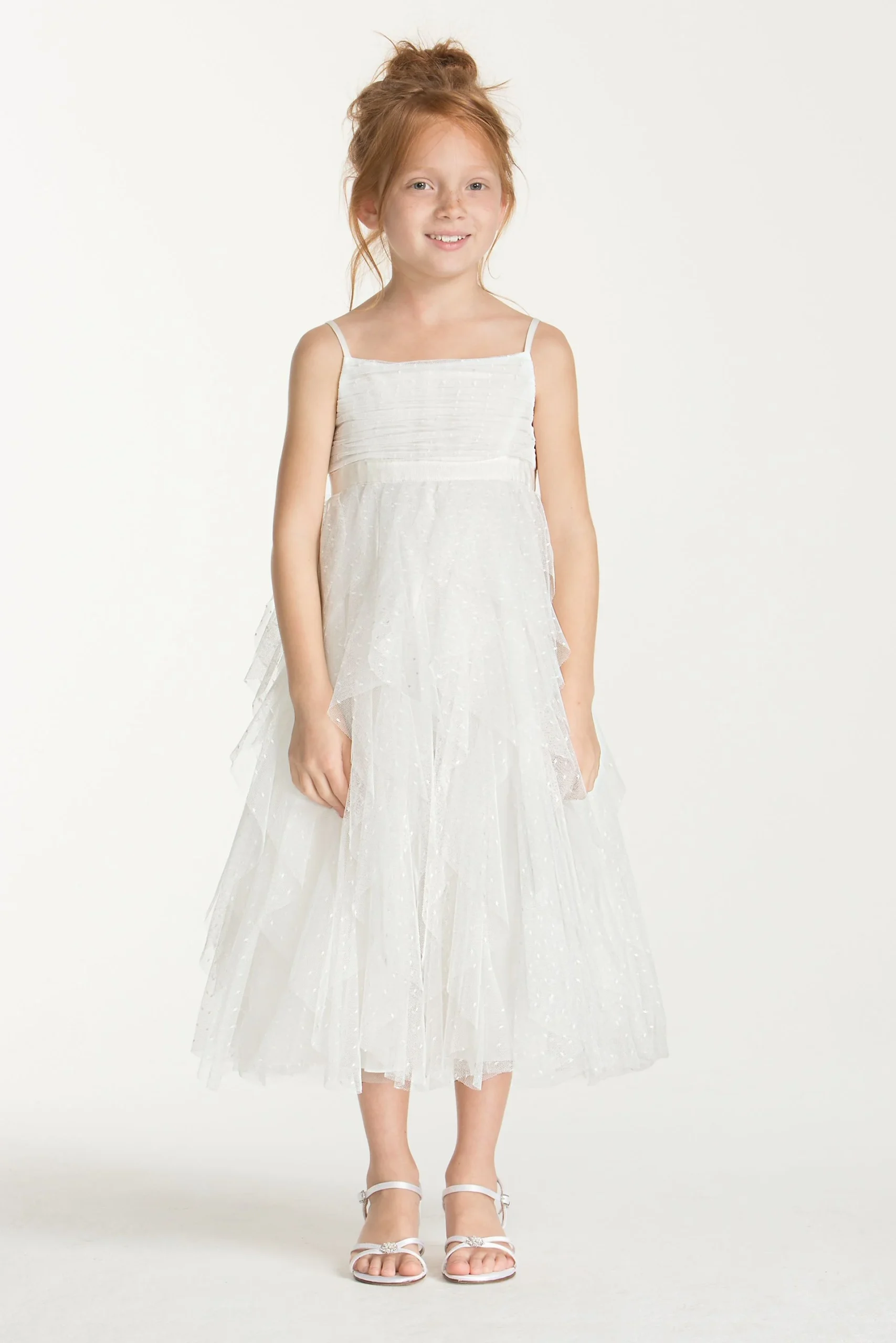 Spaghetti Strap Desprit A Line with Flutter Skirt