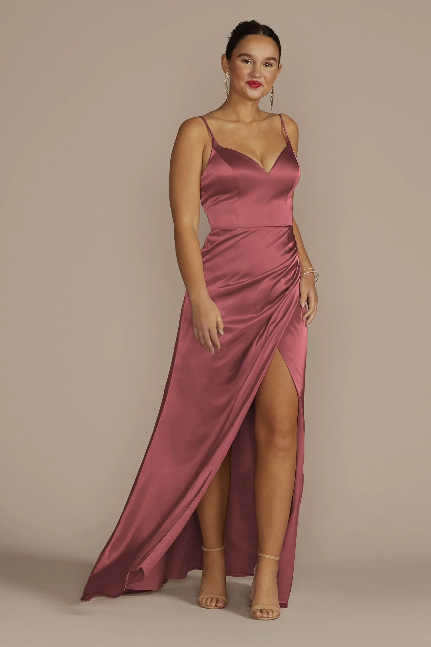 Spaghetti Strap Draped Charmeuse Dress