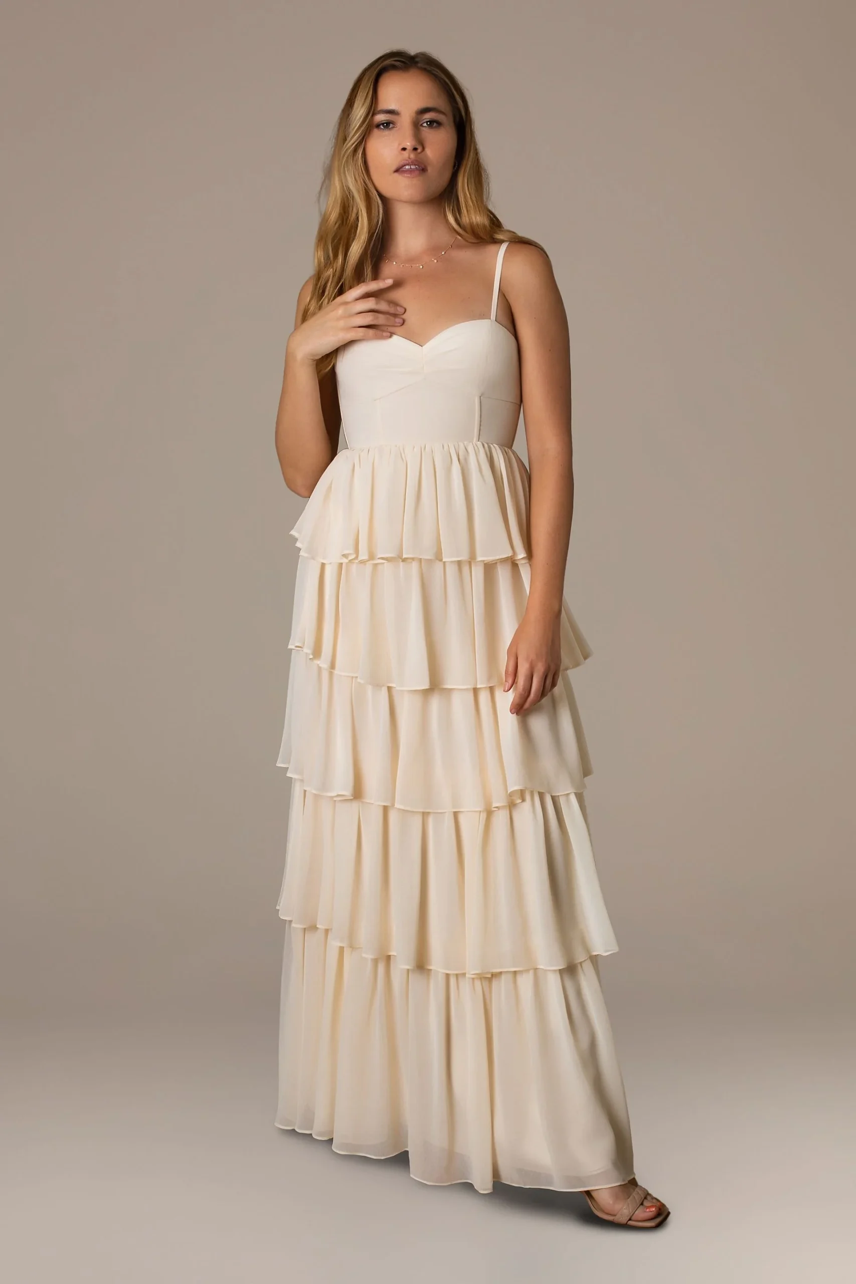 Spaghetti Strap Dress with Tiered Skirt