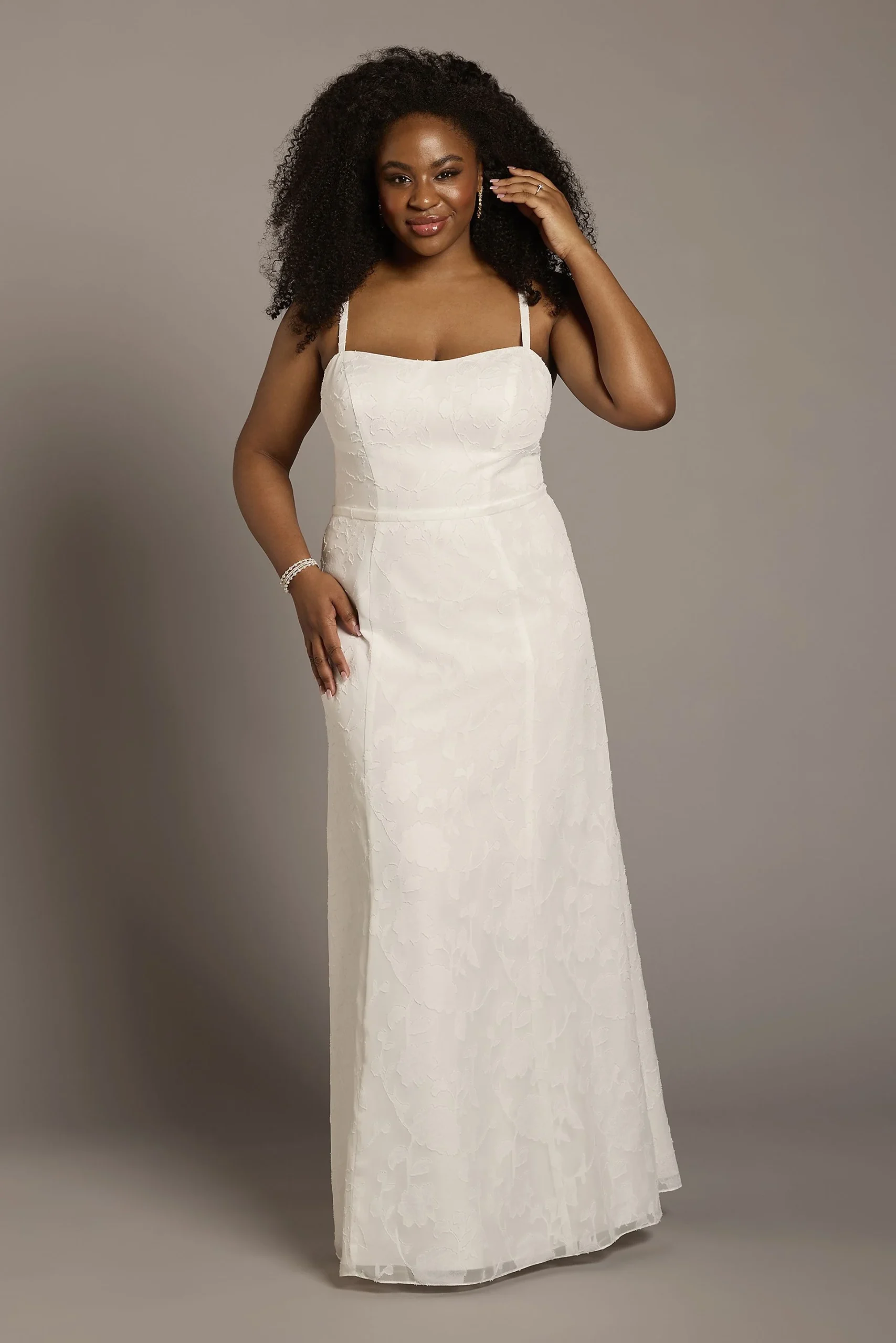 Spaghetti Strap Jacquard A-Line Dress