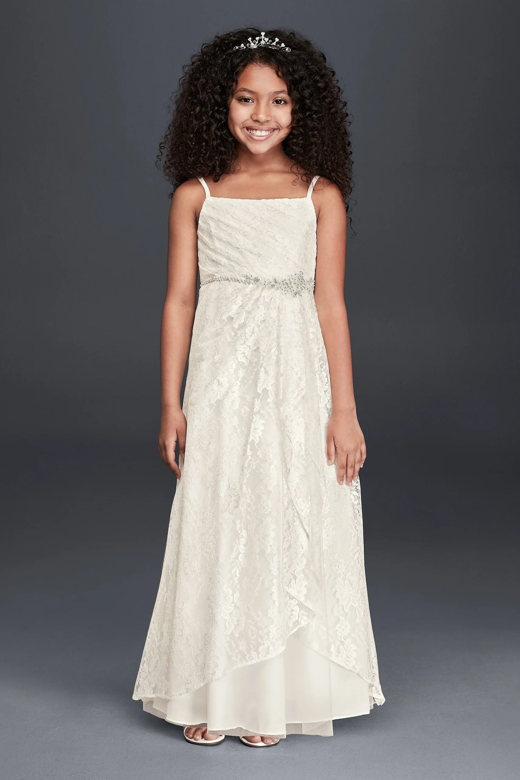 Spaghetti Strap Lace Dress with Beaded Detail