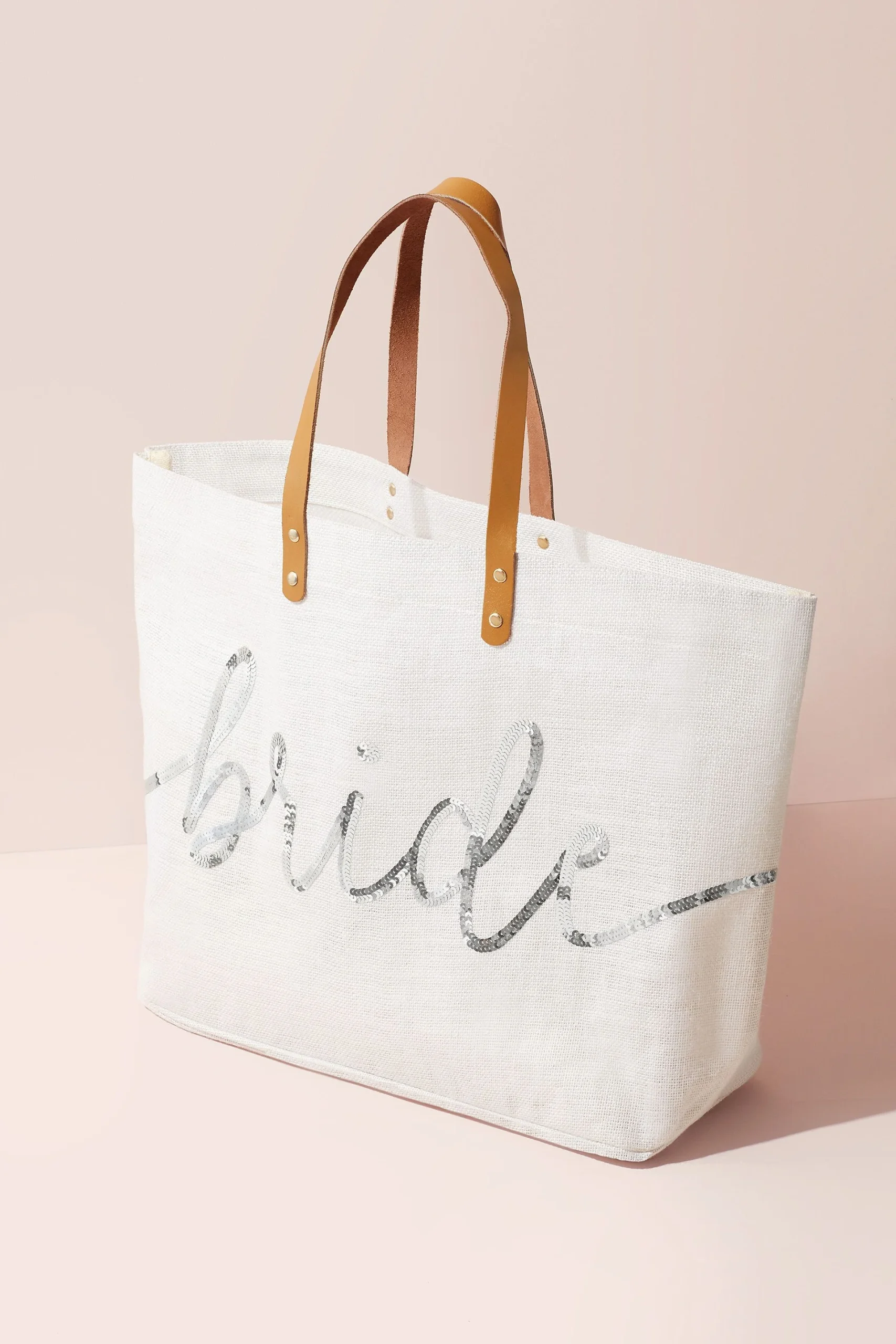 Sparkle Sequin Script Bride Tote Bag