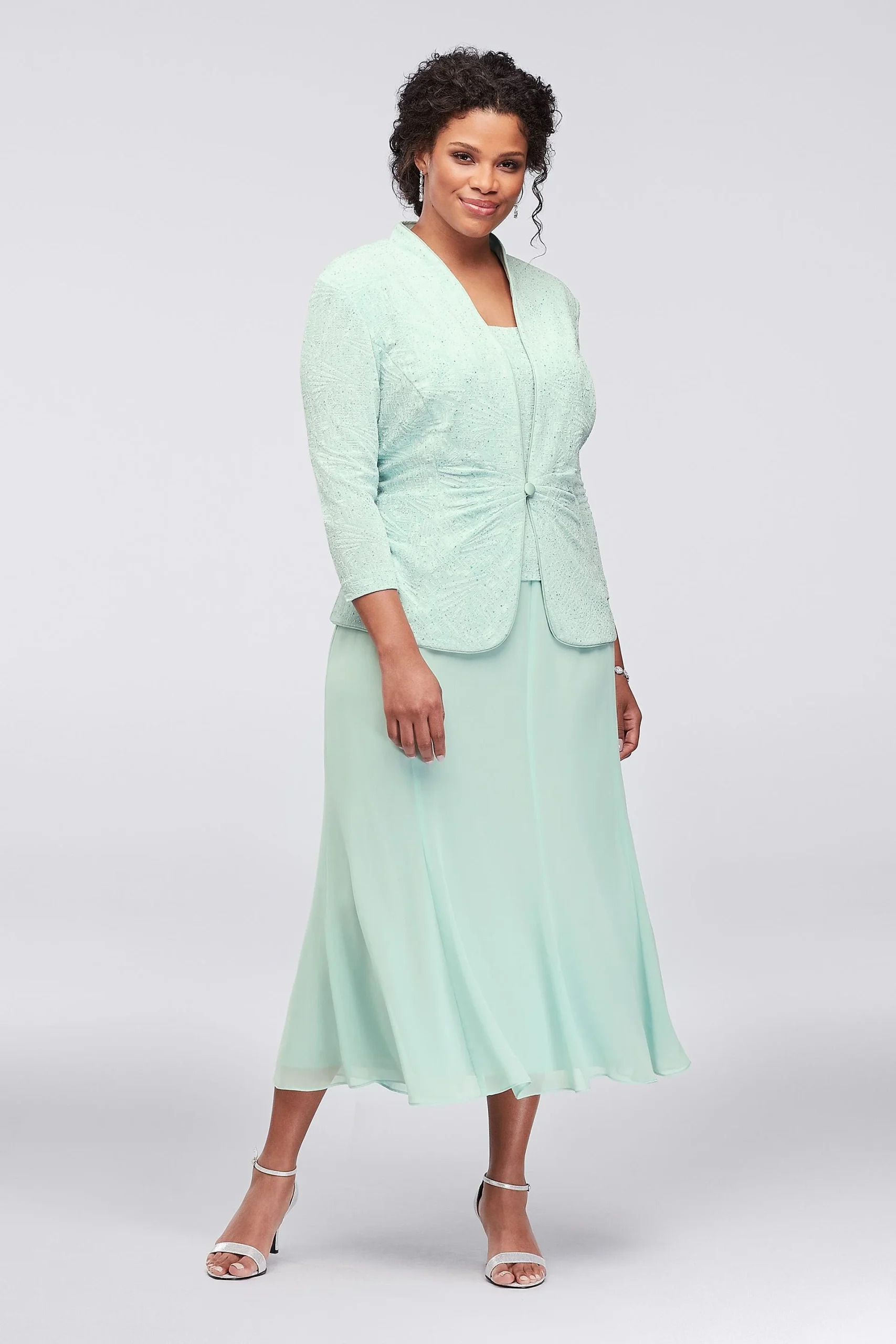 Sparkling Jacquard Dress with Matching Jacket