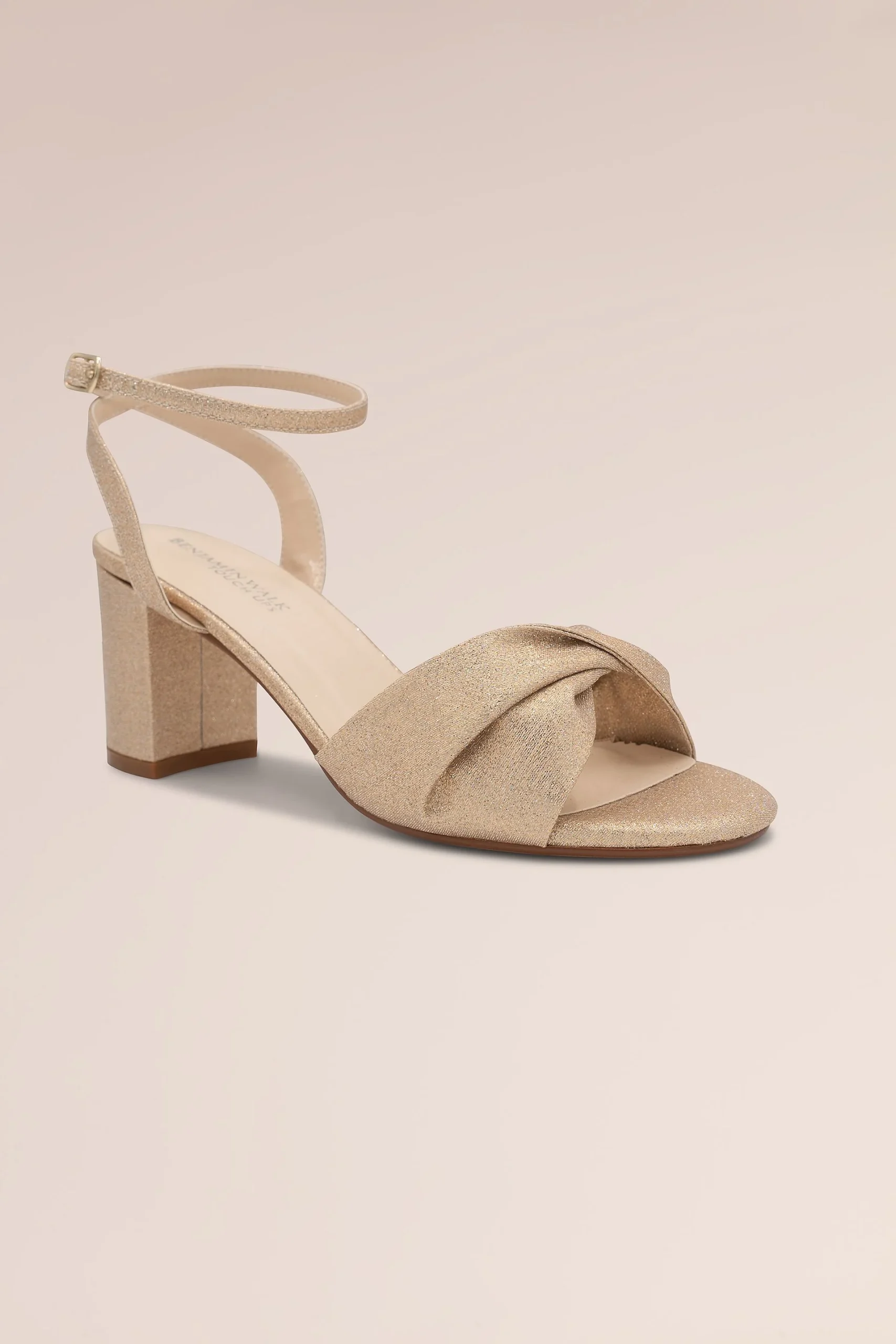 Sparkly Twist Strap Block Heels