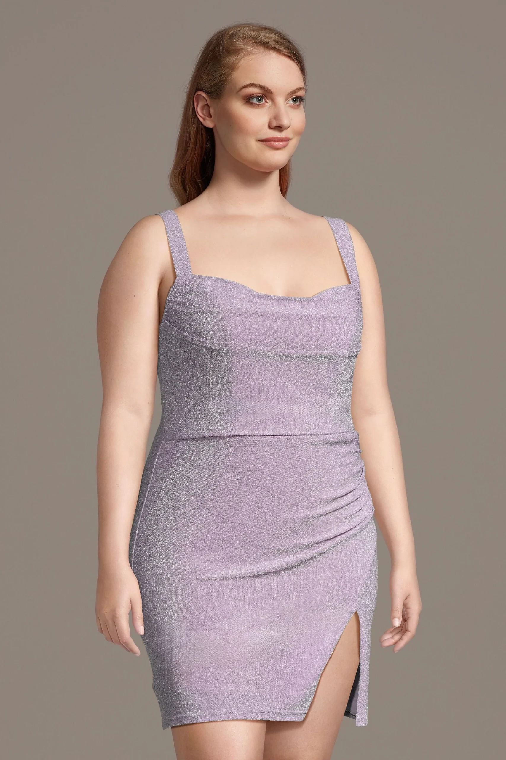Square Neck Metallic Tank Mini Dress