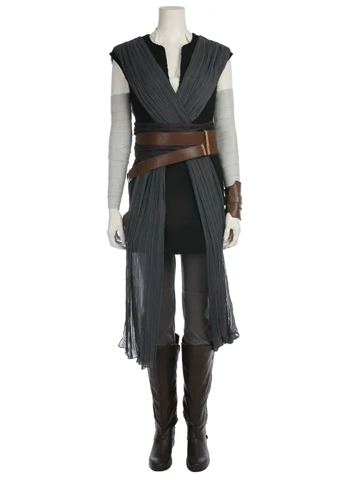 Star Wars The Last Jedi Rey Skywalker Halloween Cosplay Costume Black Vest Full Set