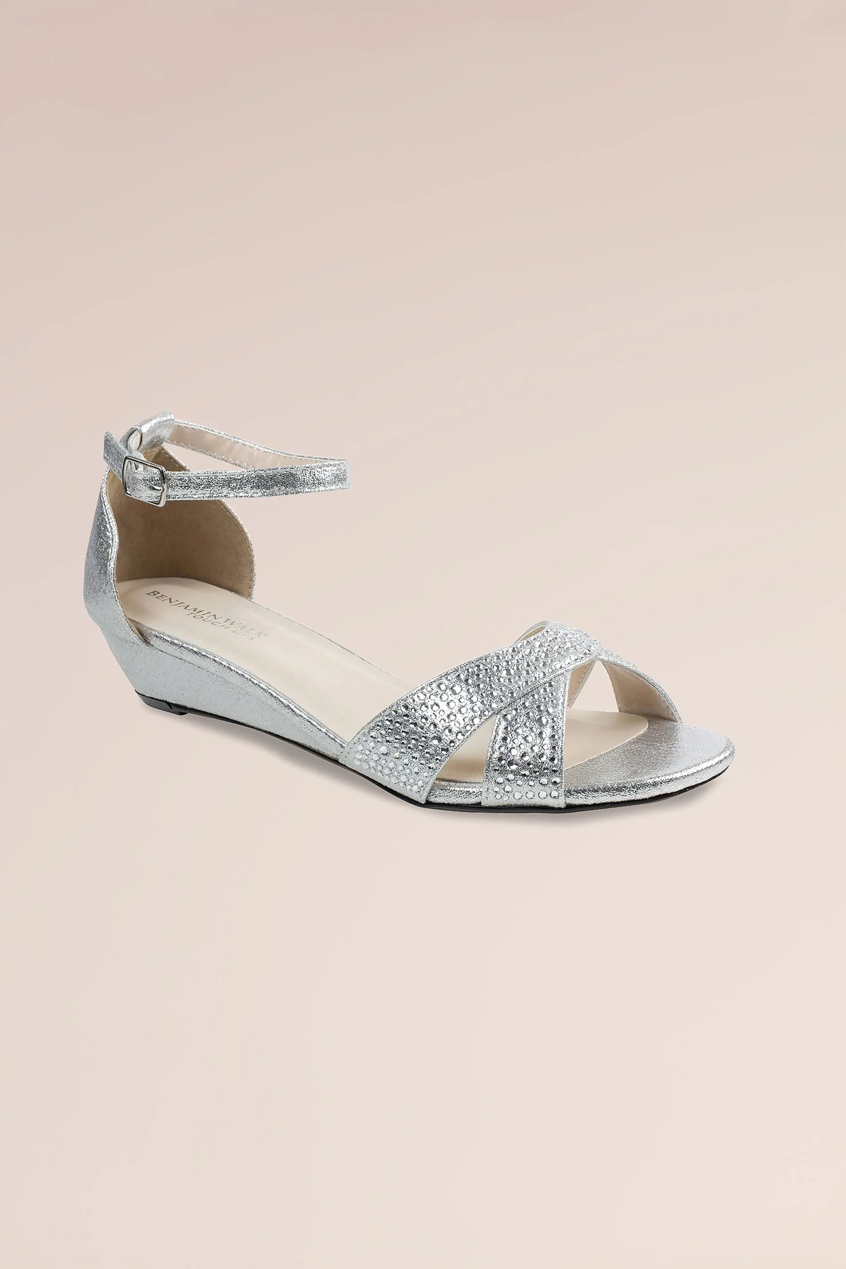 Stoned Low Wedge Strappy Sandals