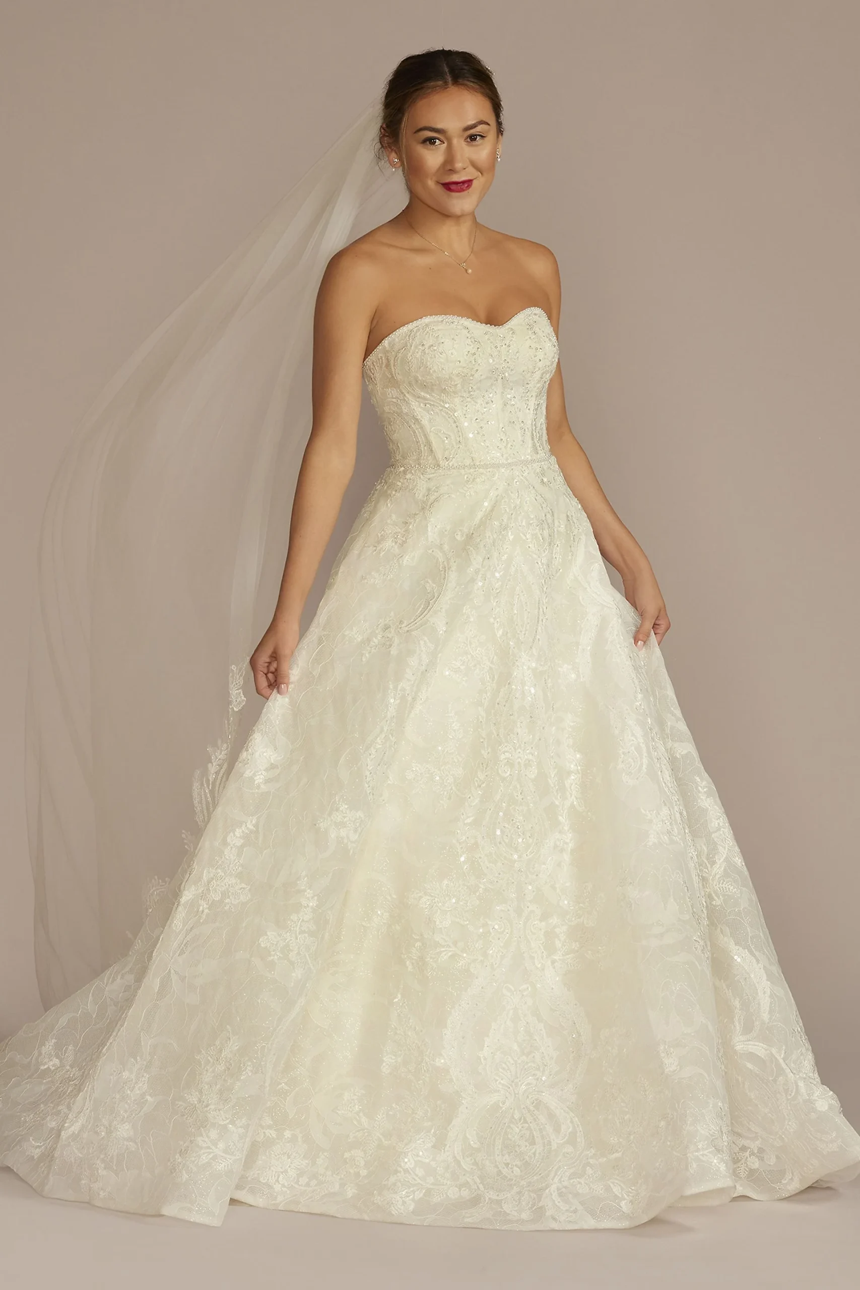 Strapless Beaded Ball Gown Wedding Dress