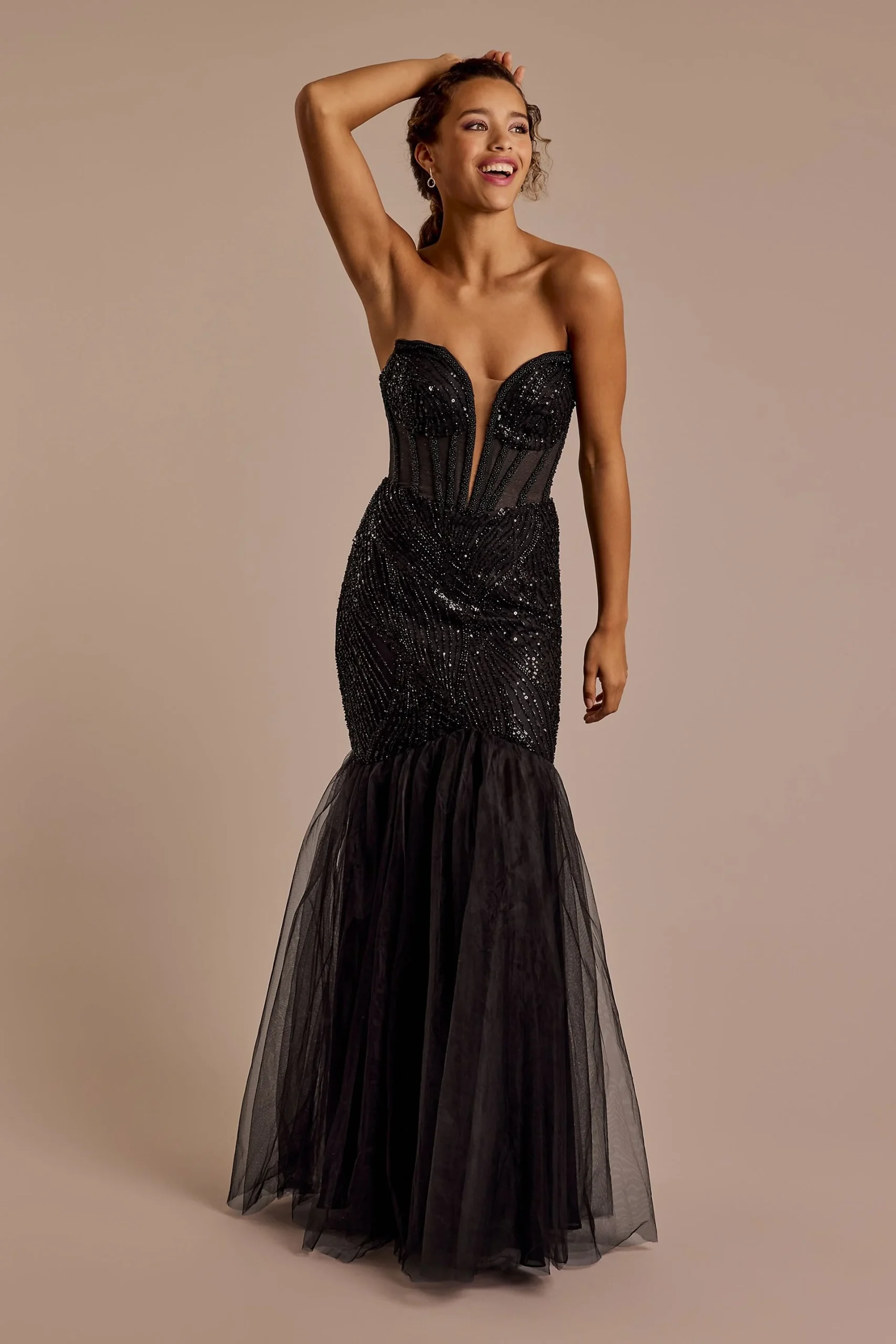 Strapless Beaded Mermaid Dress
