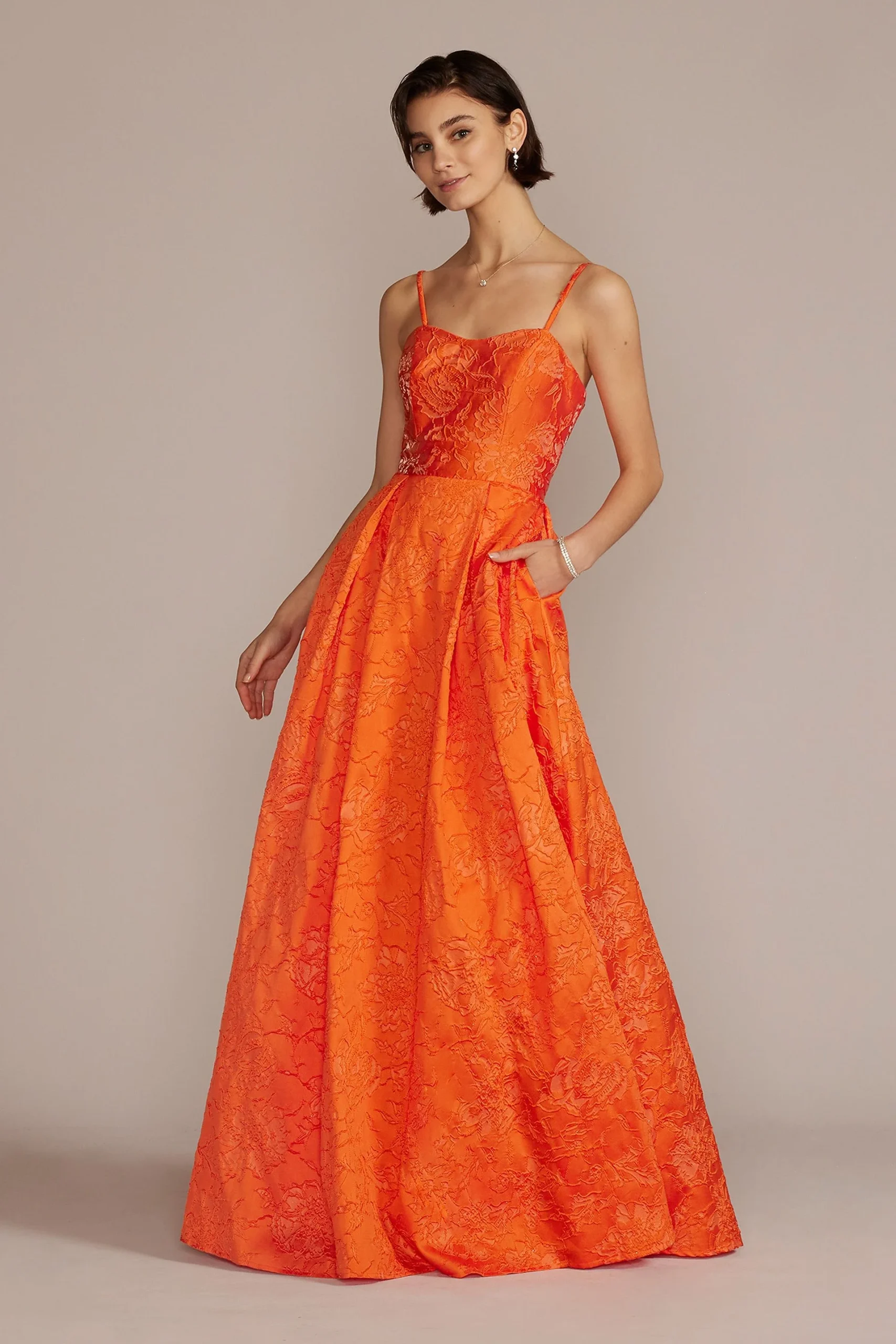 Strapless Brocade Prom Ball Gown