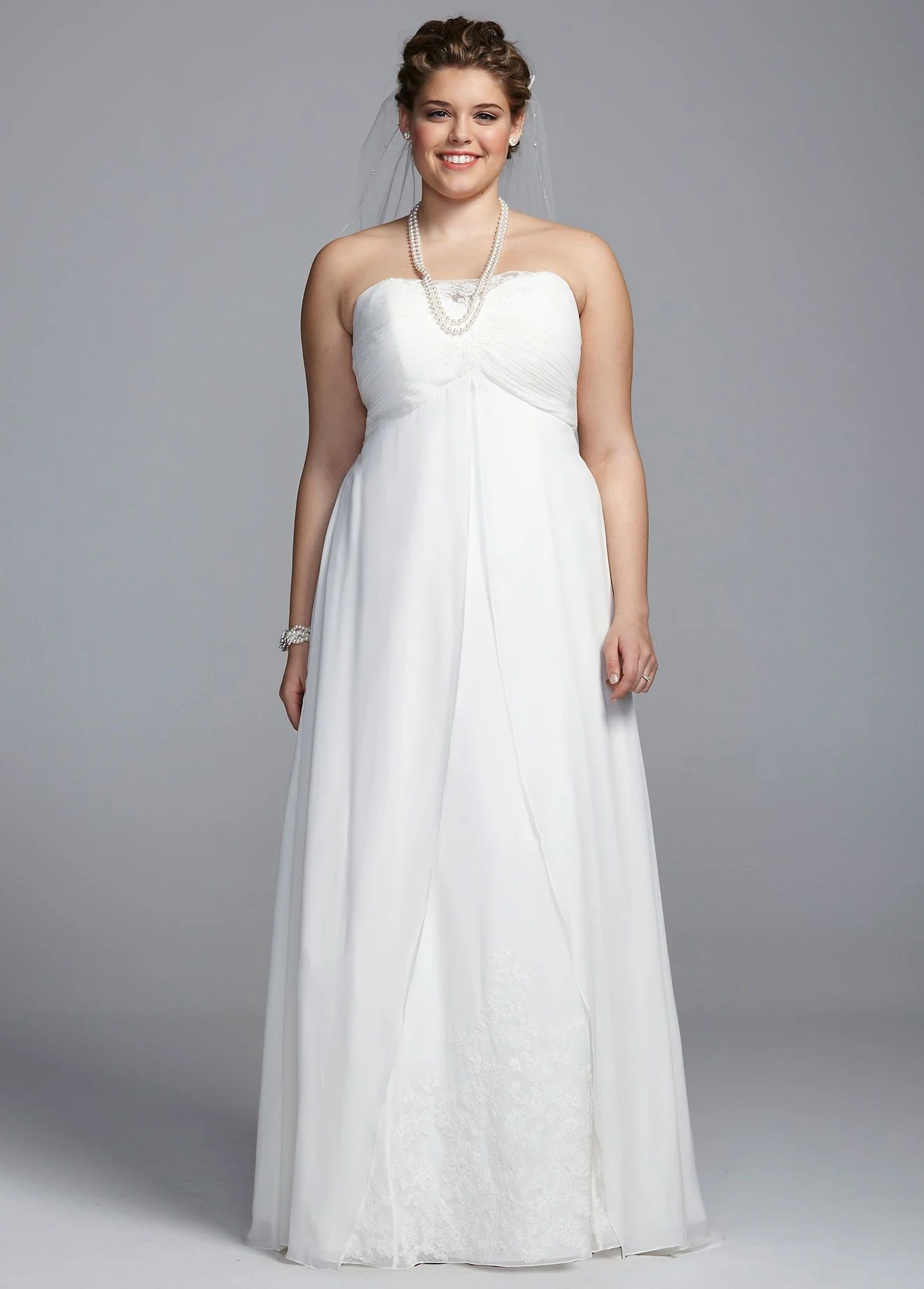 Strapless Chiffon A Line Split Front Gown