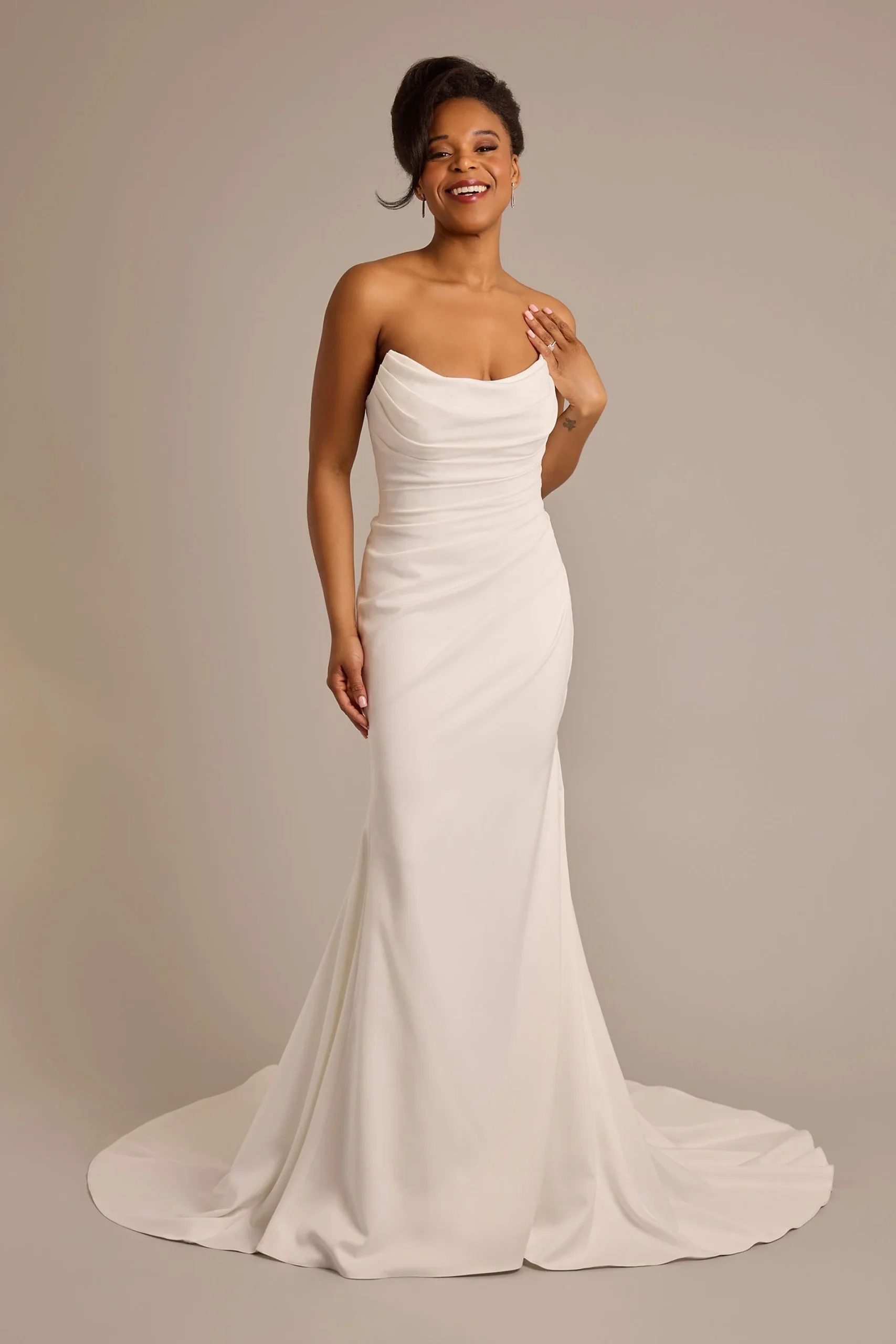 Strapless Draped Satin Mermaid Wedding Dress