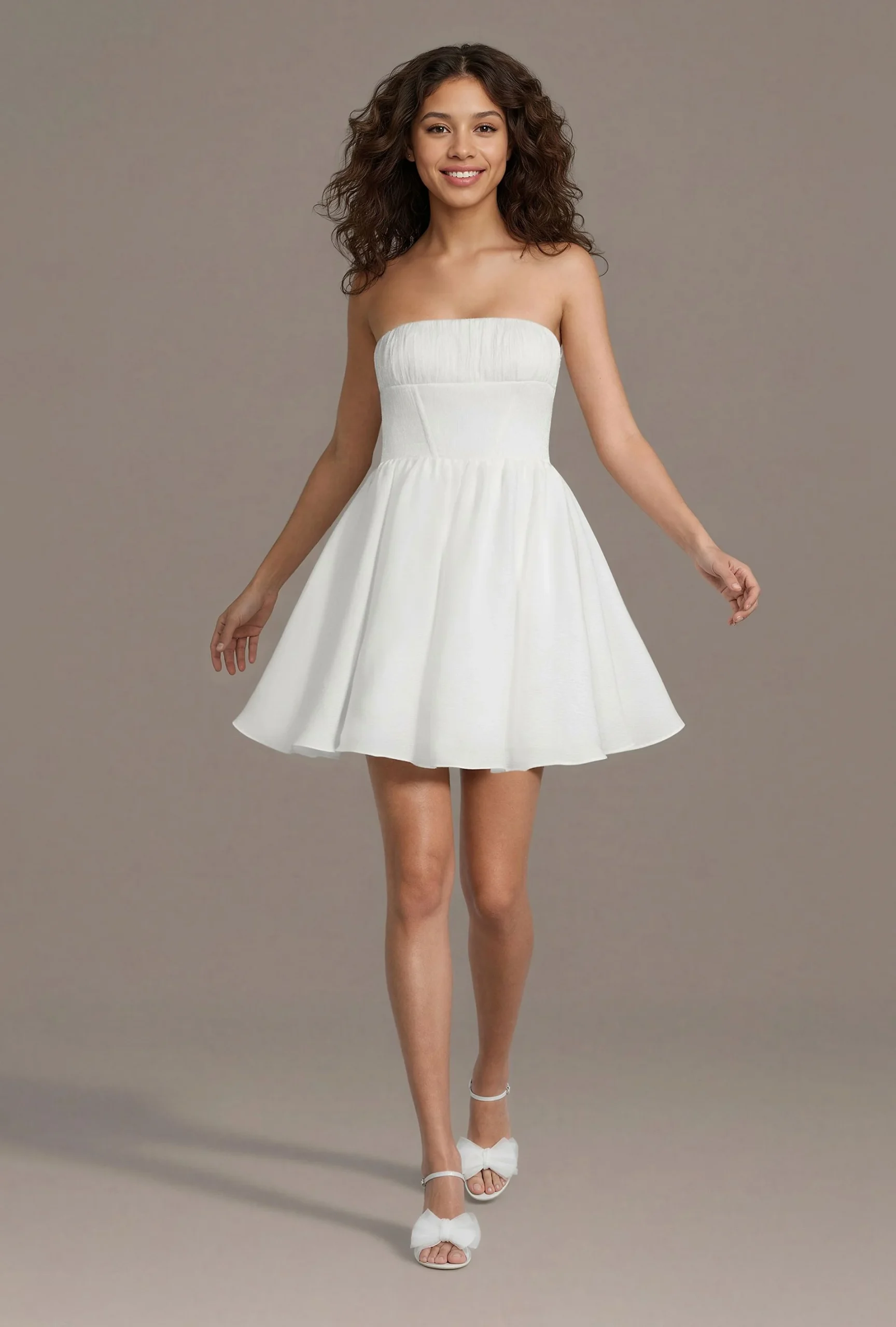 Strapless Eyelet A-Line Dress with Lace-Up Back